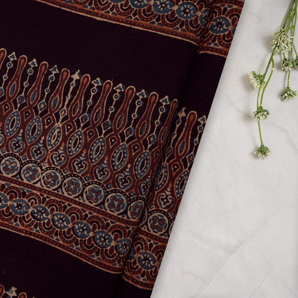 (Pre-Cut 0.70 Mtr)Multi Color Handcrafted Ajrak Printed Cotton Fabric