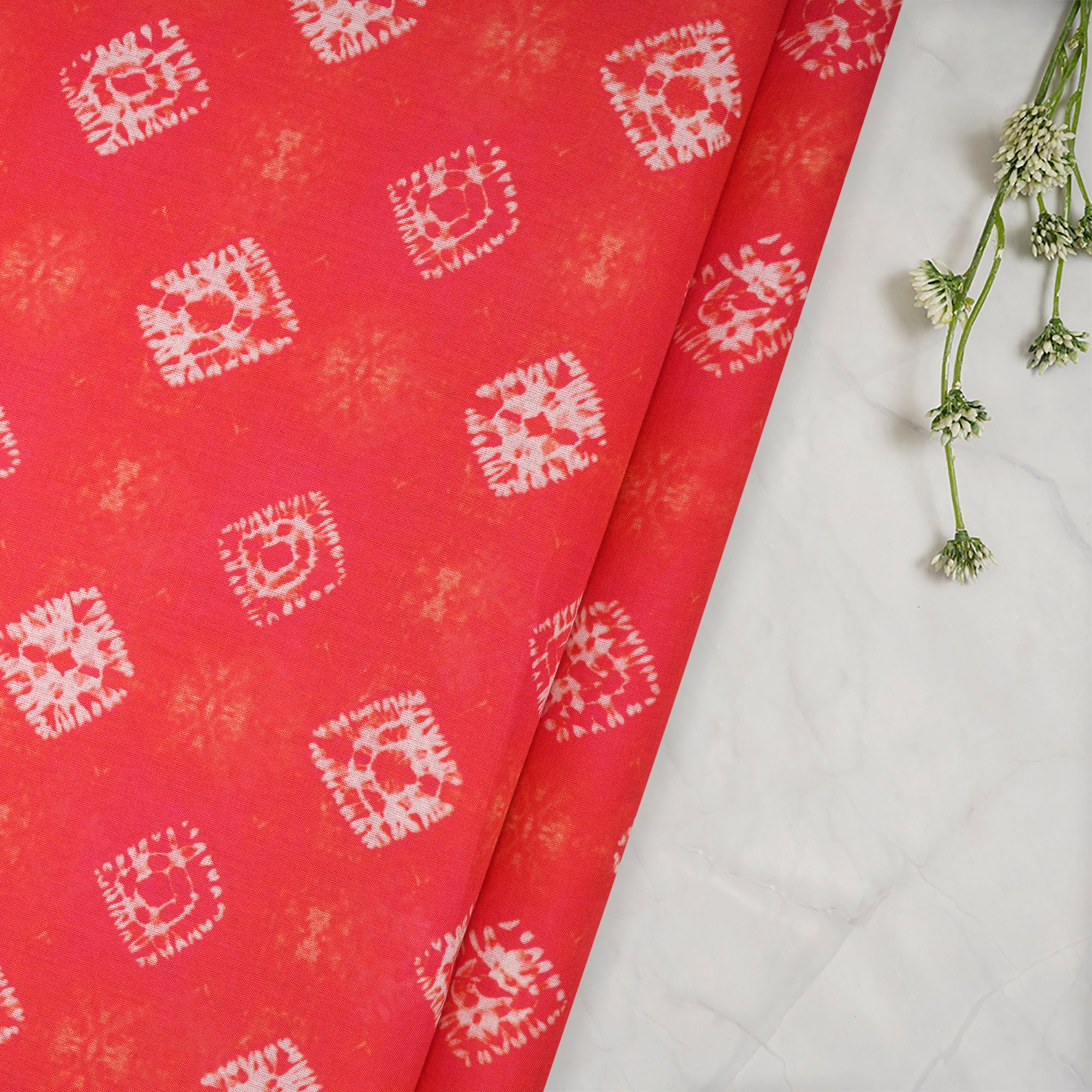 (Pre-Cut 3.40Mtr)Paradise Pink Bandhani Pattern Digital Print Voile Cotton Fabric