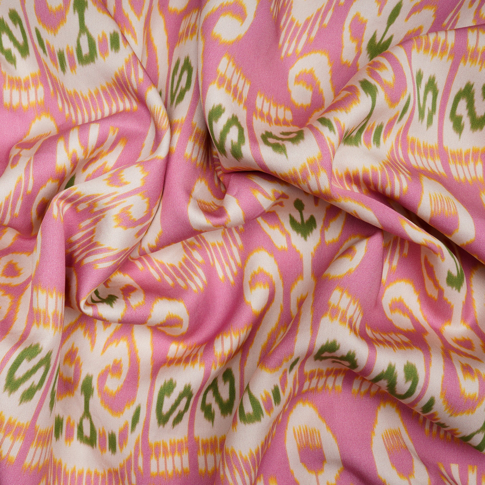 (Pre-Cut 4.70 Mtr) Pink Ikat Pattern Digital Print Fancy Linen Fabric