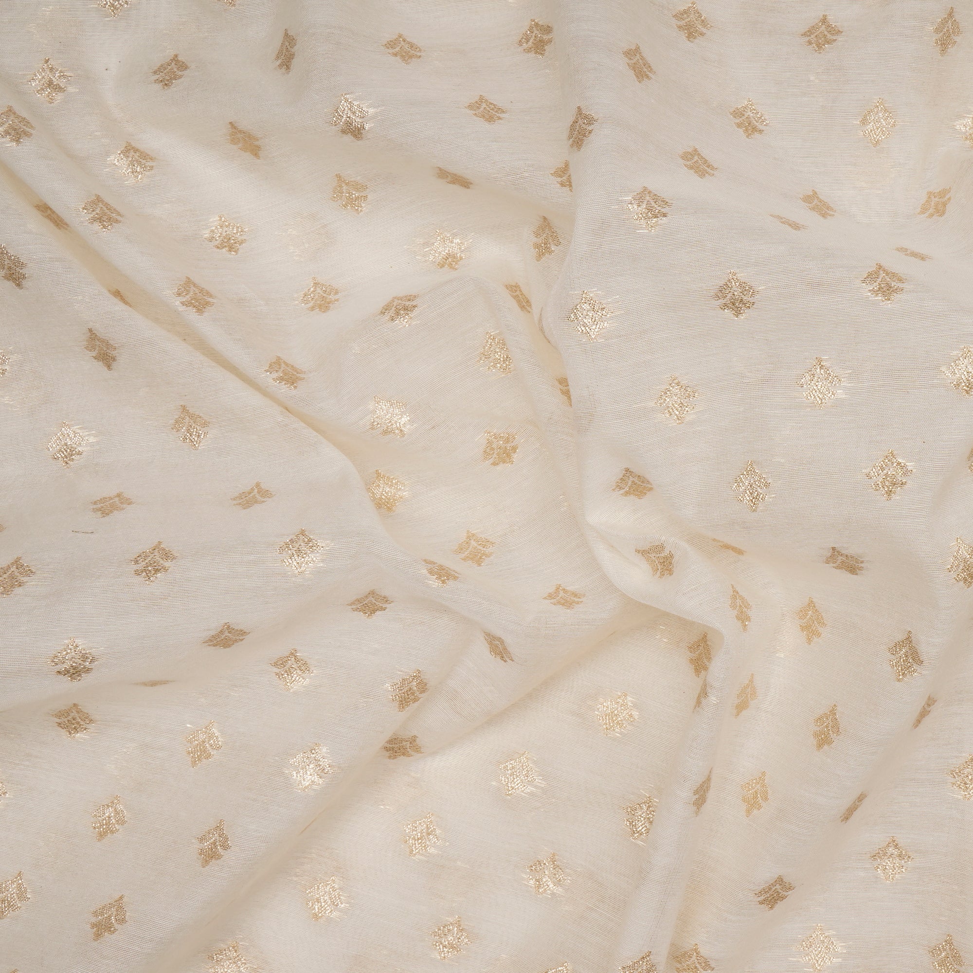 (Pre-Cut 1.00 Mtr)Off-White Silver Dyeable Fancy Chanderi Jacquard Fabric