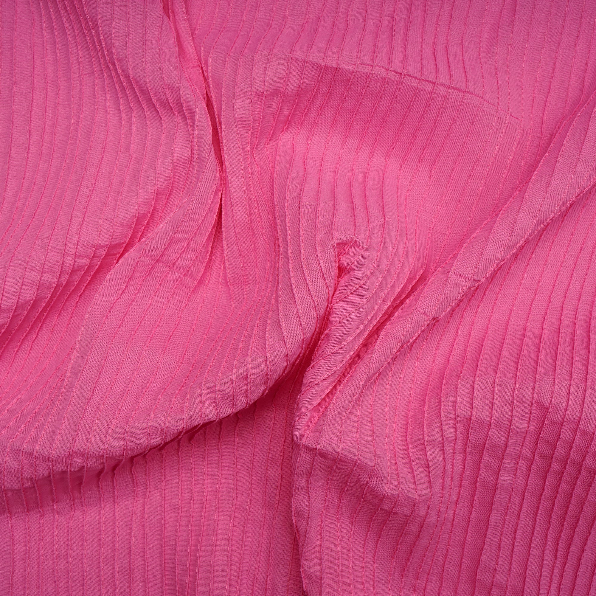 (Pre-Cut 2.50 Mtr)Pink Cosmos Pintuck Pattern High Twist Cotton Voile Fabric