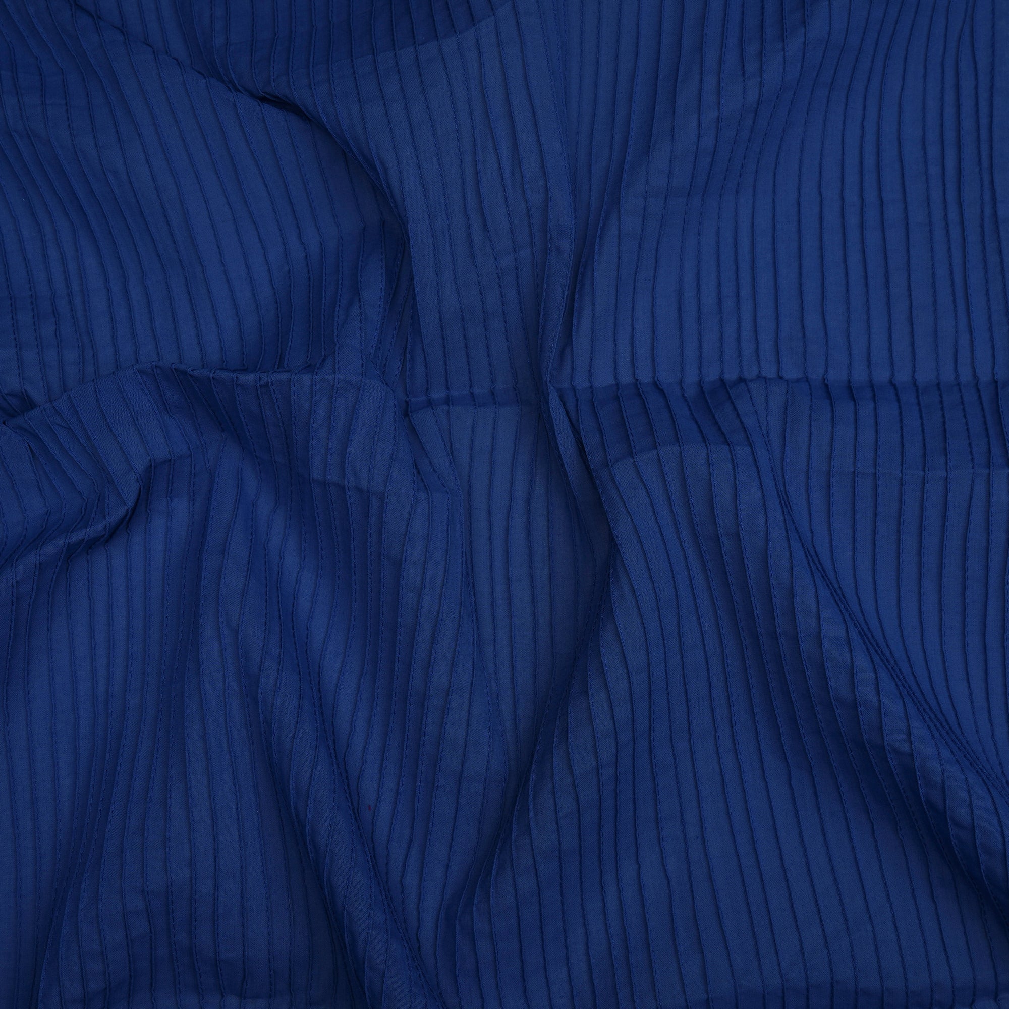 (Pre-Cut 3.00 Mtr)Nebulas Blue Pintuck Pattern High Twist Cotton Voile Fabric