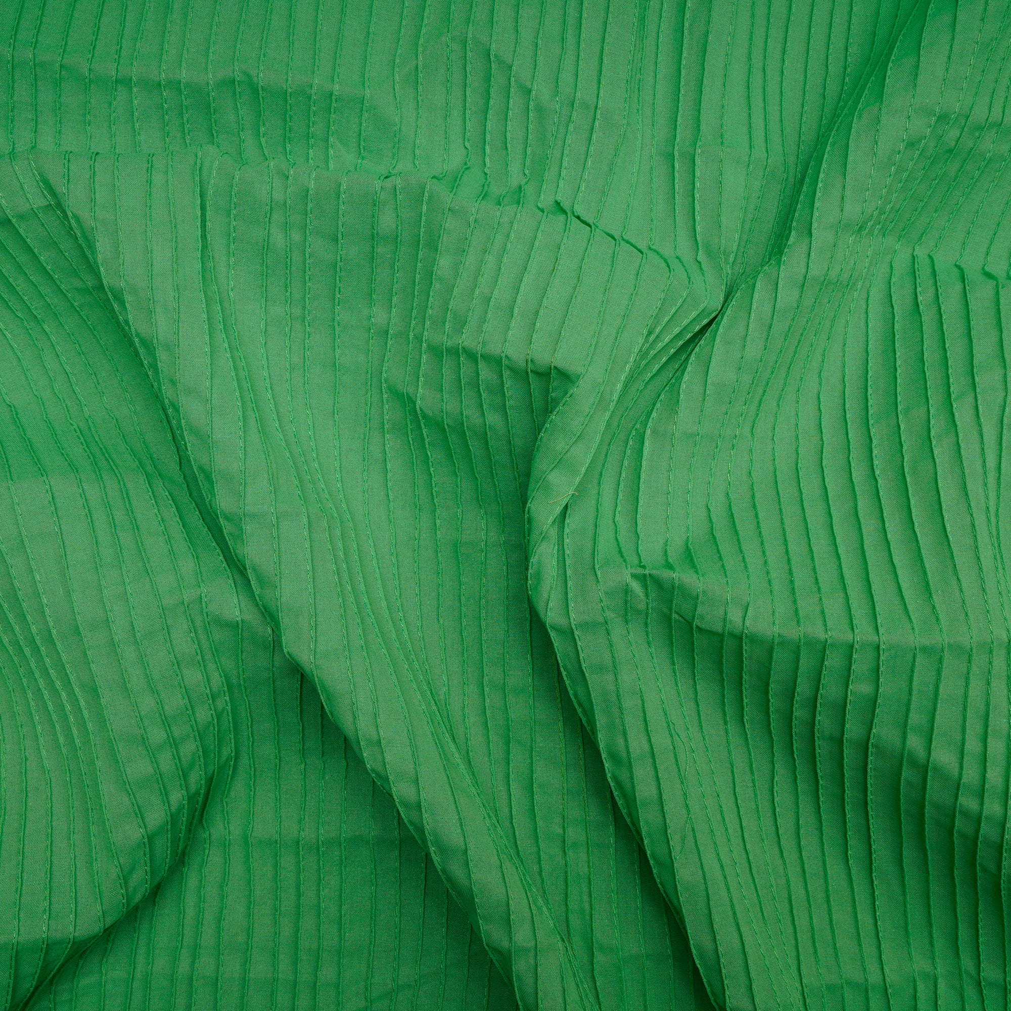 (Pre-Cut 3.40 Mtr)Summer Green Pintuck Pattern High Twist Cotton Voile Fabric