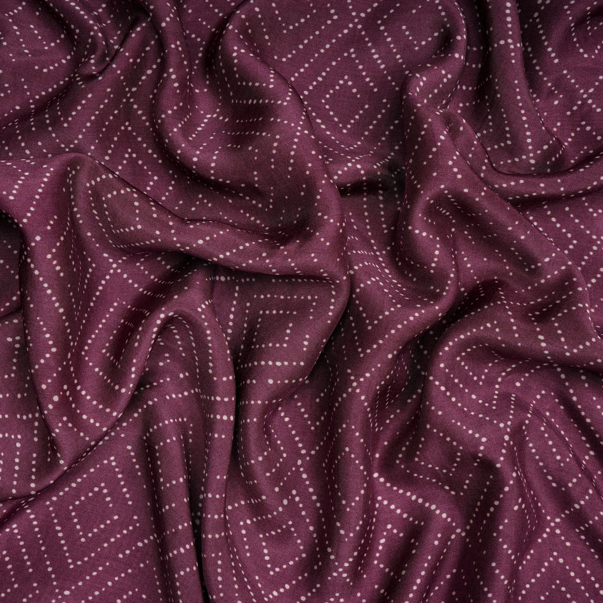 (Pre-Cut 0.50Mtr)Damson Geometric Pattern Digital Print Bemberg Modal Fabric