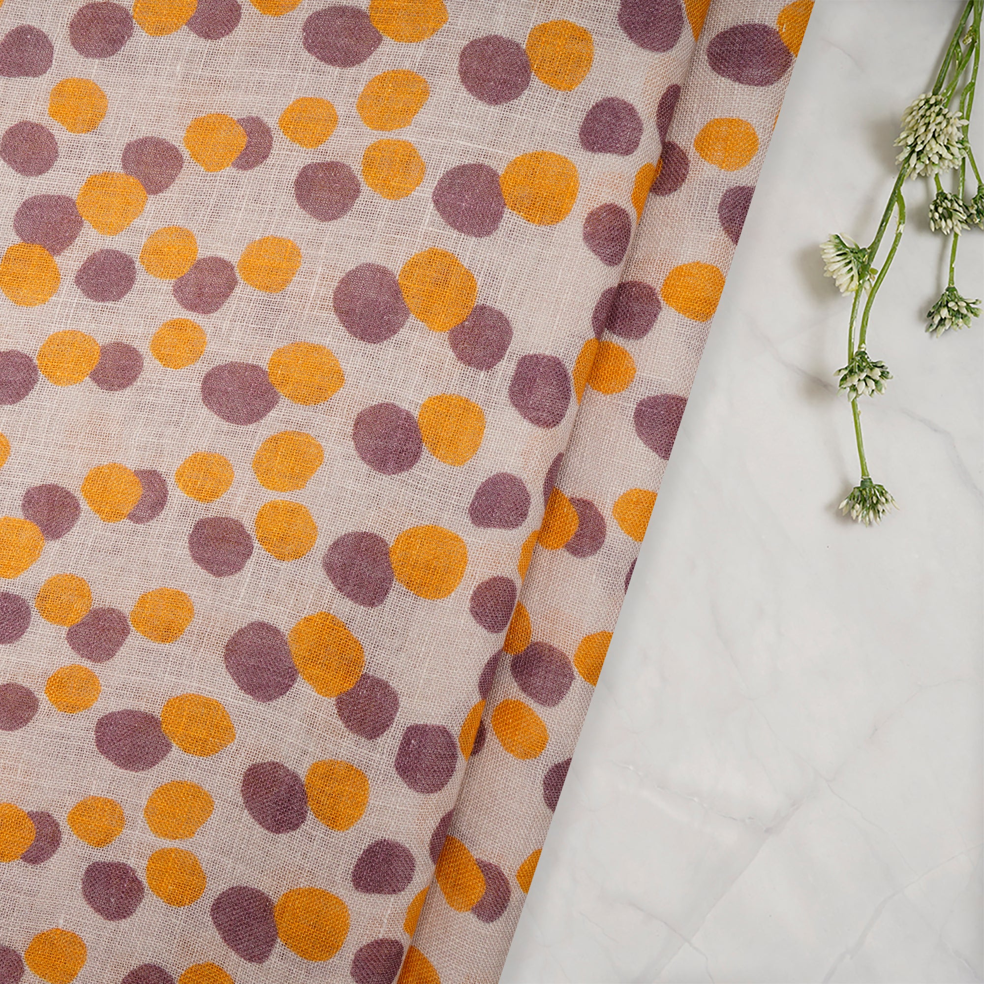 (Pre-Cut 2.00 Mtr)Multi Color Geometric Pattern Digital Print Gauge Linen Fabric