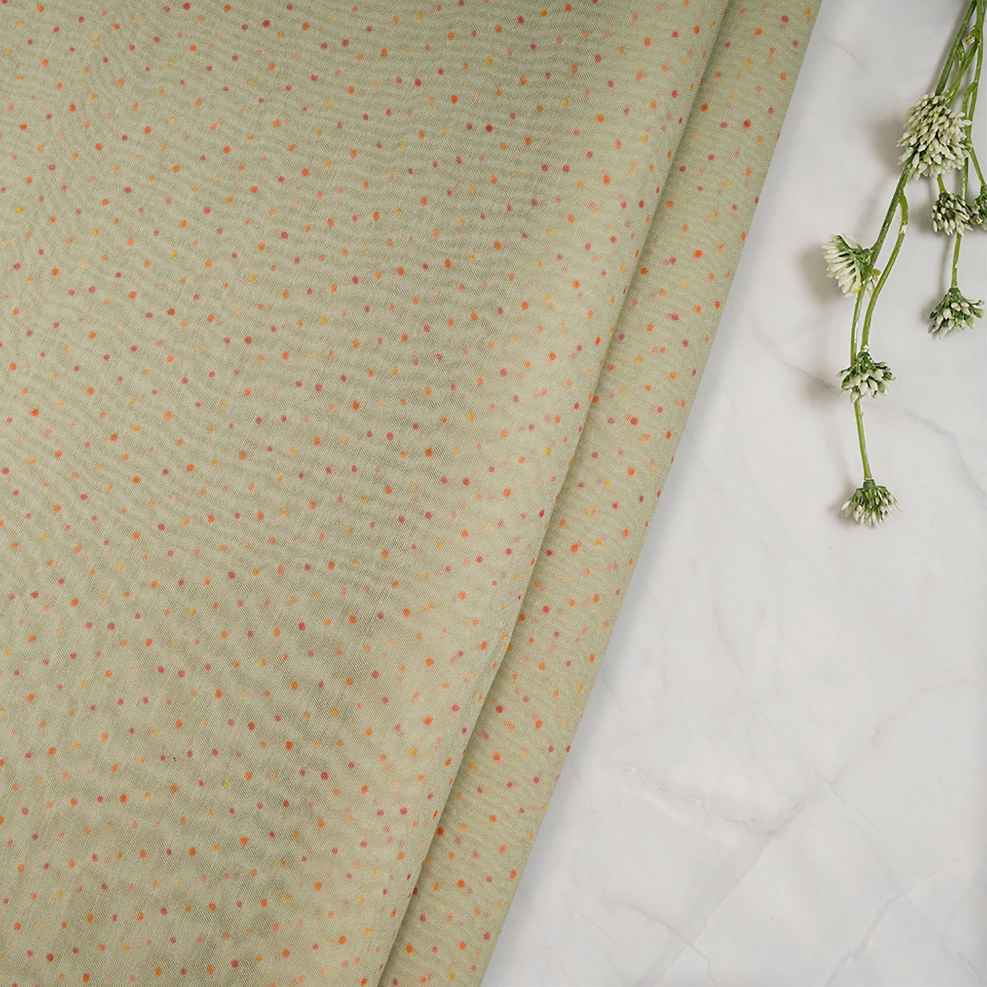 (Pre-Cut 0.50 Mtr)Gleam All Over Pattern Digital Print Chanderi Fabric