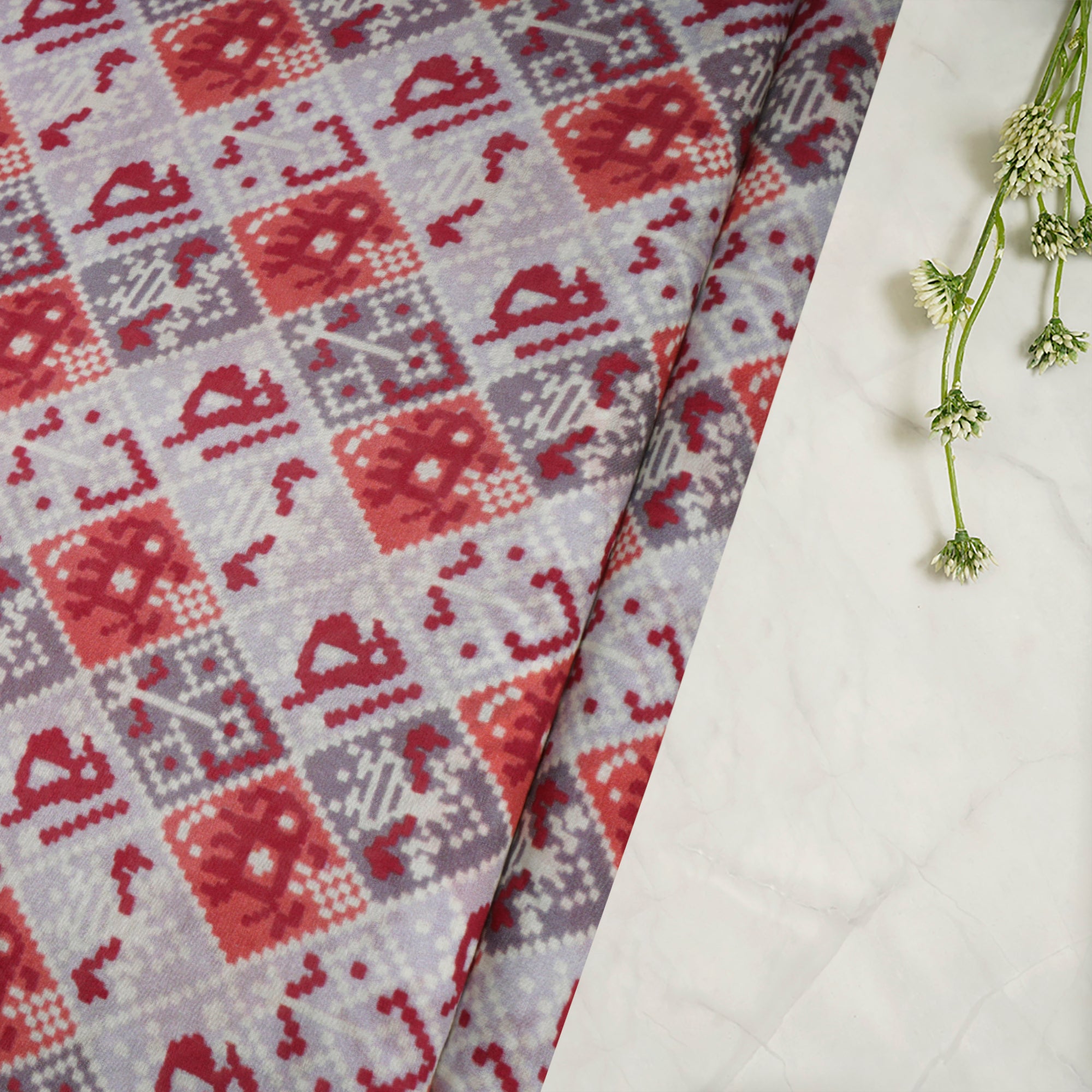 (Pre-Cut 1.70 Mtr)Multi Color Digital Printed Muga Silk Fabric
