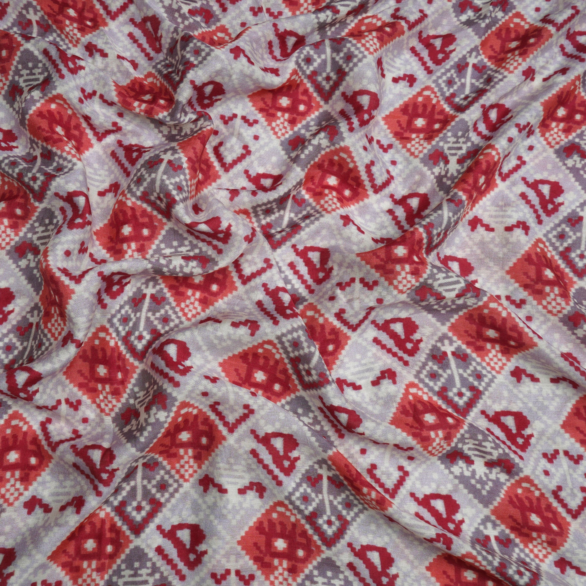 (Pre-Cut 1.70 Mtr)Multi Color Digital Printed Muga Silk Fabric