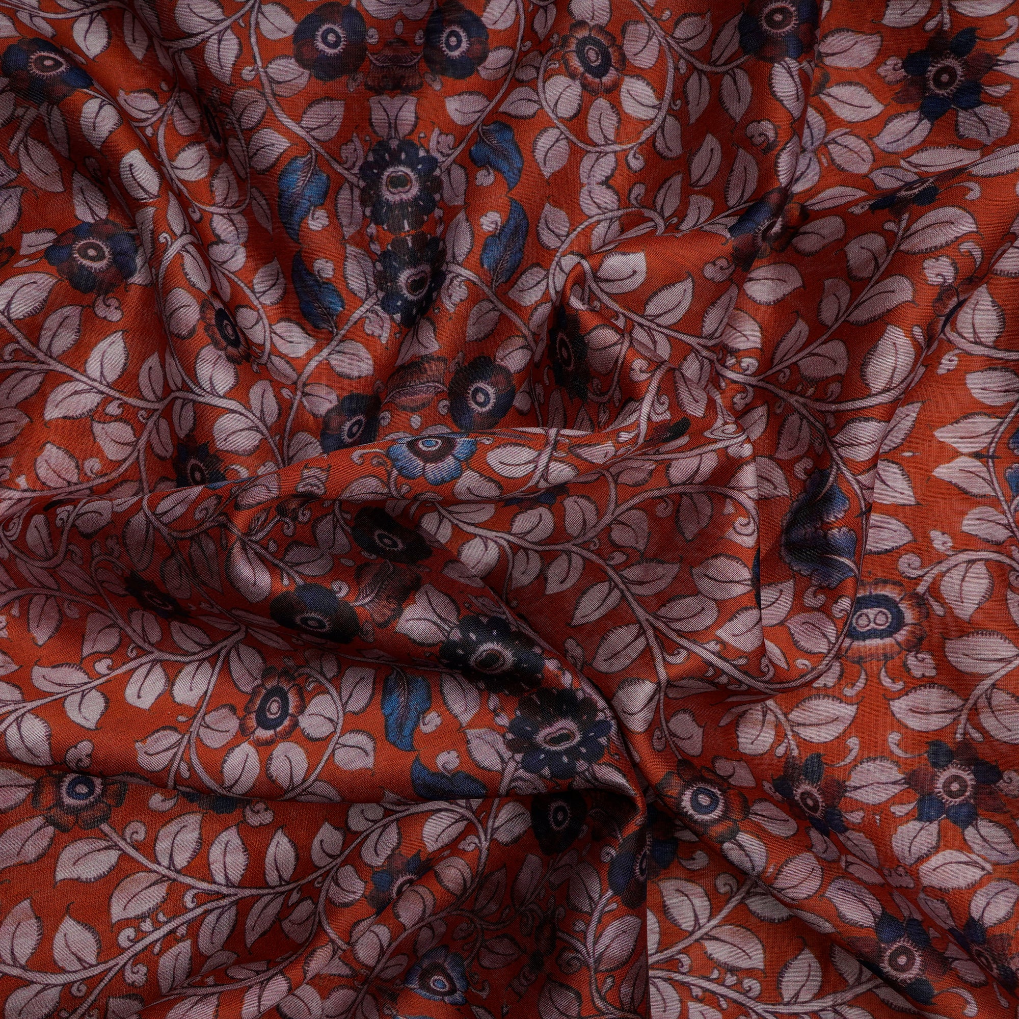 (Pre-Cut 3.50Mtr)Multi Color Floral Pattern Digital Print Pure Chanderi Fabric