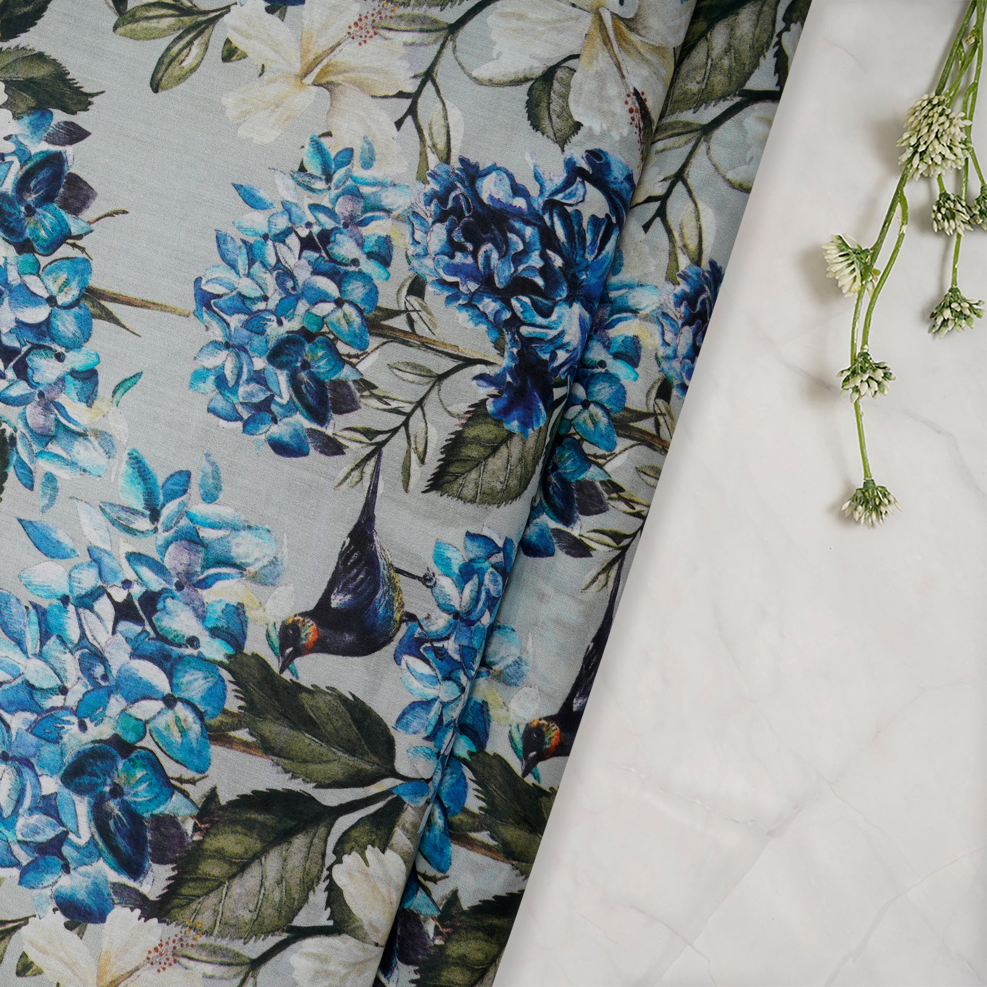 (Pre-Cut 1.80Mtr)Multi Color Floral Pattern Digital Printed Cotton Lawn Fabric