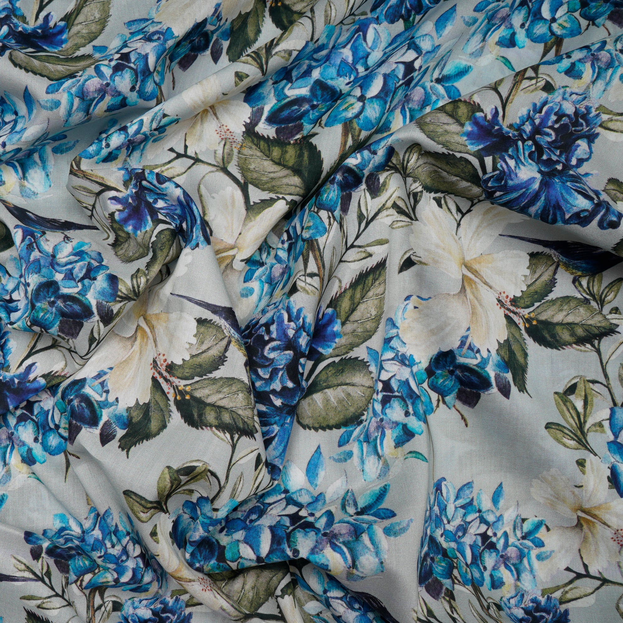 (Pre-Cut 1.80Mtr)Multi Color Floral Pattern Digital Printed Cotton Lawn Fabric