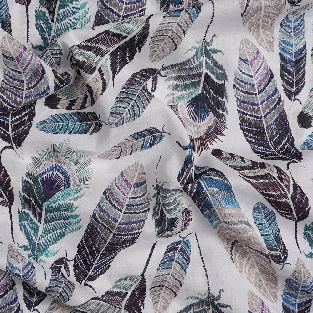 (Pre-Cut 3.30Mtr)Multi Color Digital Printed Cotton Lawn Fabric