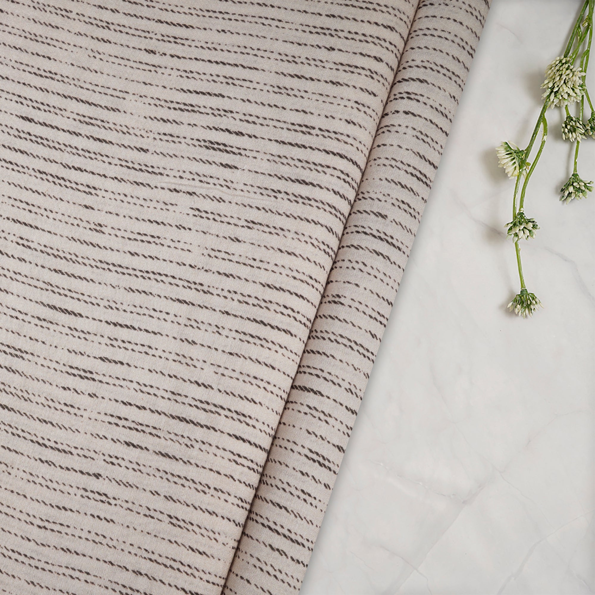 (Pre-Cut 2.80Mtr)Beige Color Digital Printed Chanderi Fabric