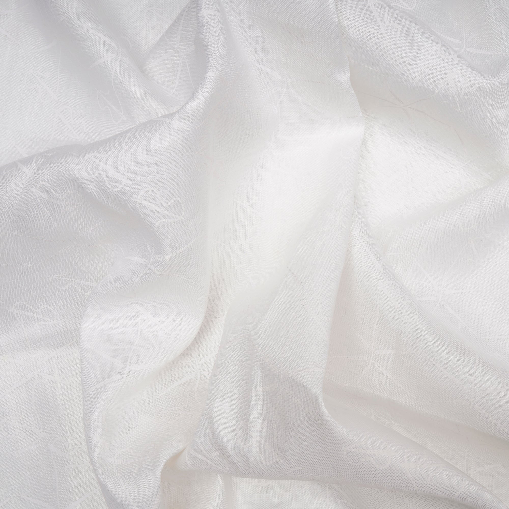 Off-White All Over Pattern Linen Printed Unstitched Men's Shirt Piece (58 Inches | 1.60 Meters)