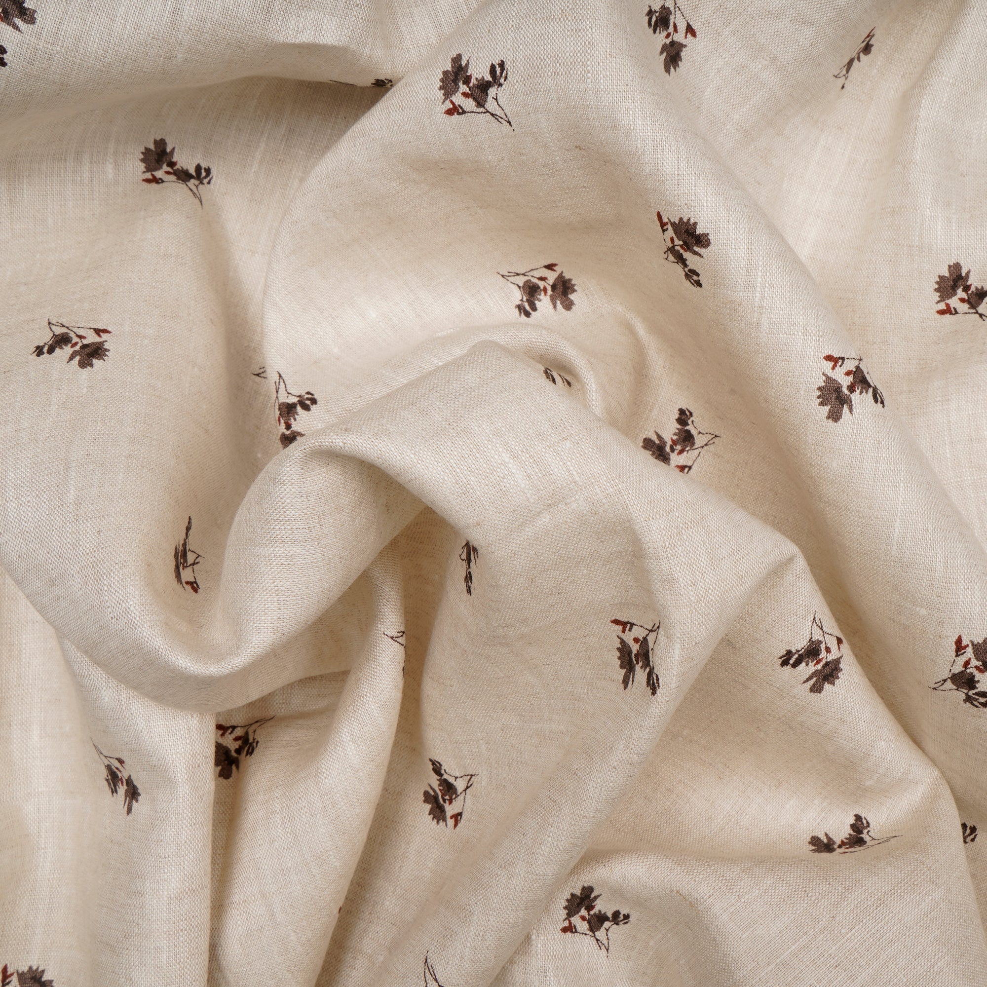 Off-White Floral Pattern Linen Printed Unstitched Men's Shirt Piece (58 Inches | 1.60 Meters)