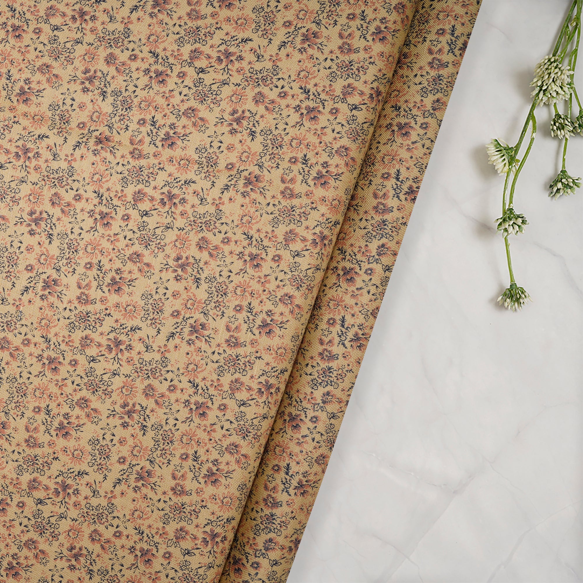 Hemp Floral Pattern Linen Printed Unstitched Men's Shirt Piece (58 Inches | 1.60 Meters)