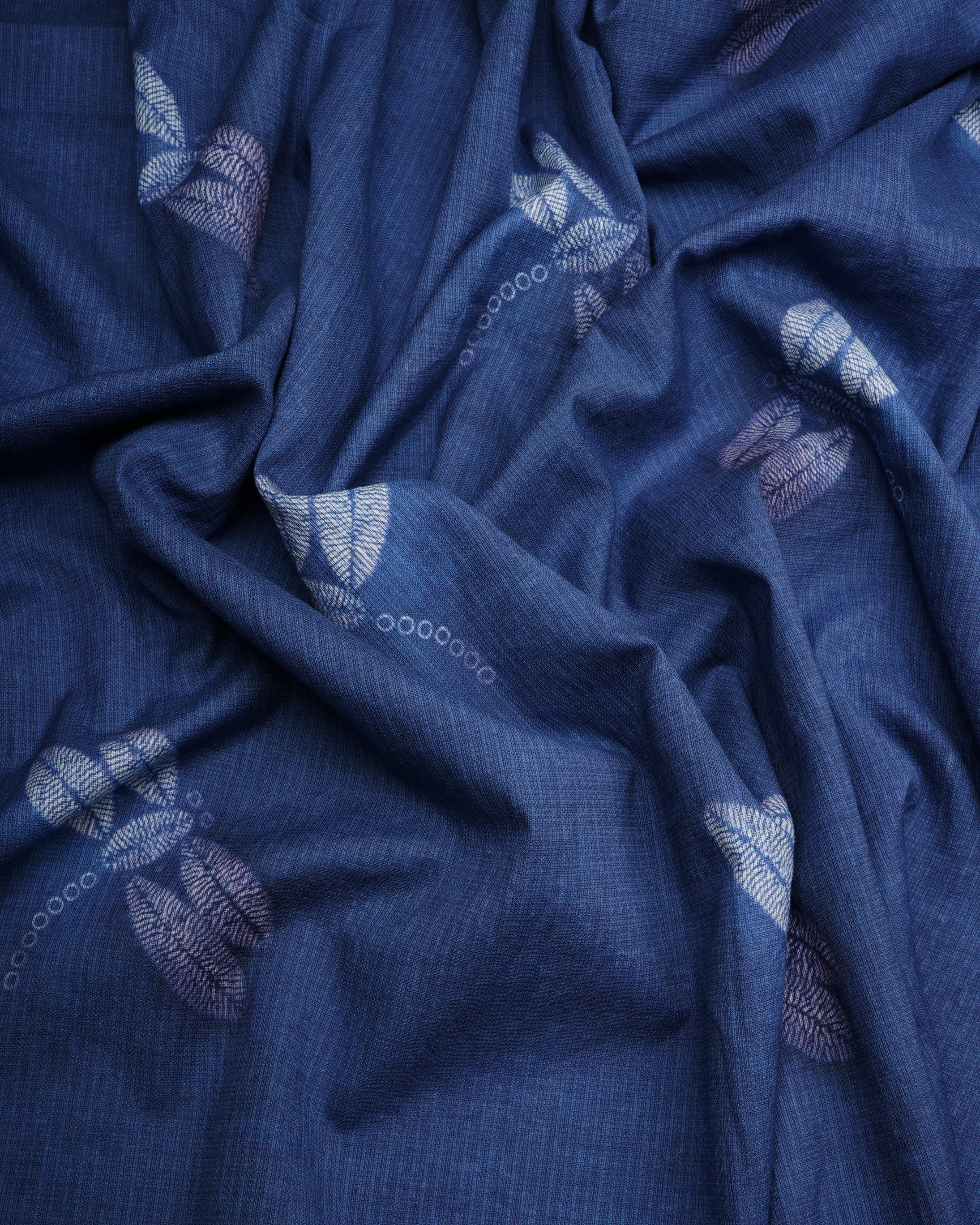 Navy Blue Motif Pattern Digital Print Fancy Cotton Unstitched Suit Set (Top & Dupatta)