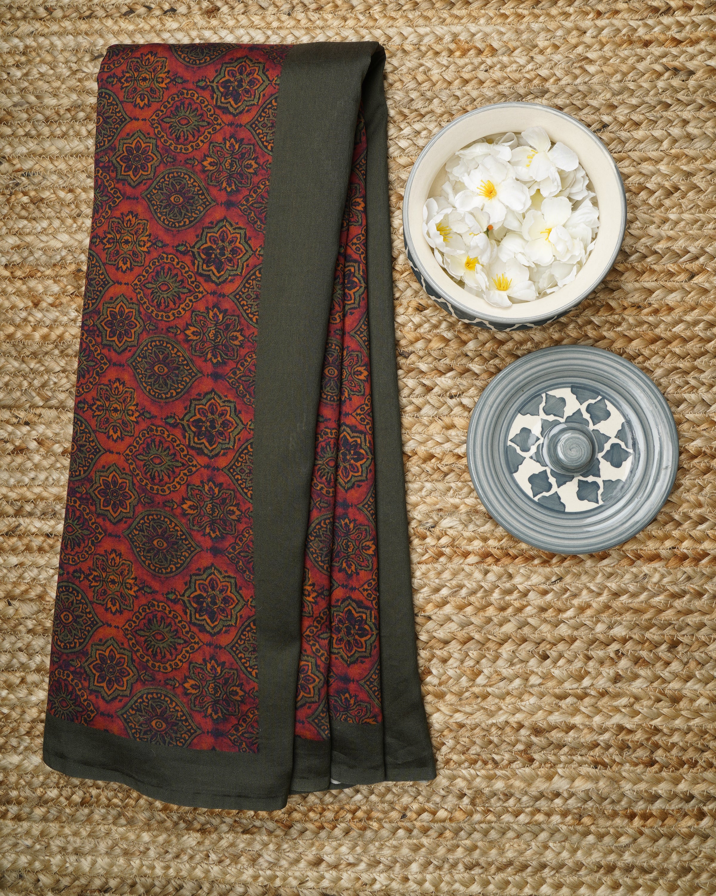 Orange Color Digital Printed Pure Chanderi Saree