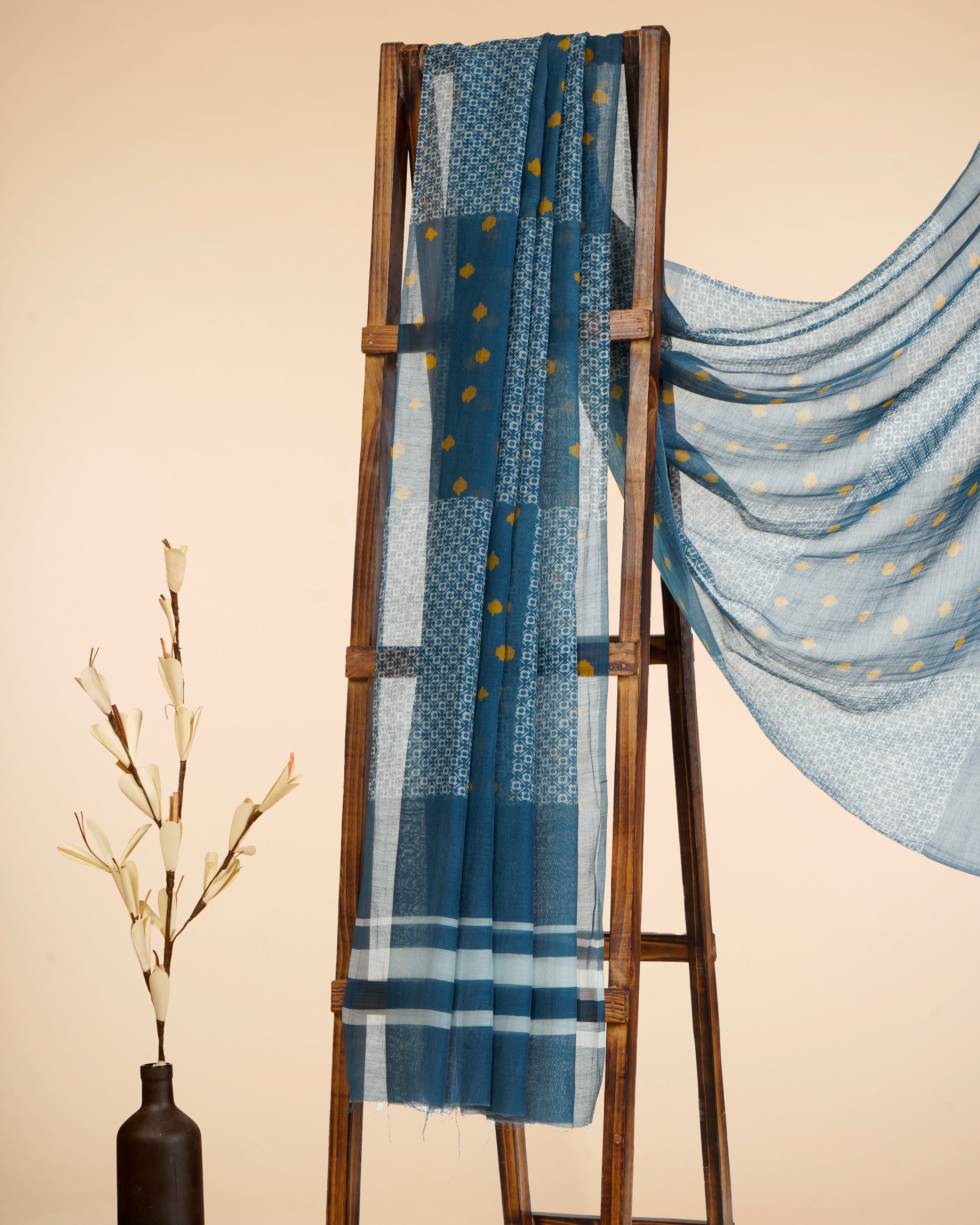 Blue Digital Printed Pure Chanderi Dupatta