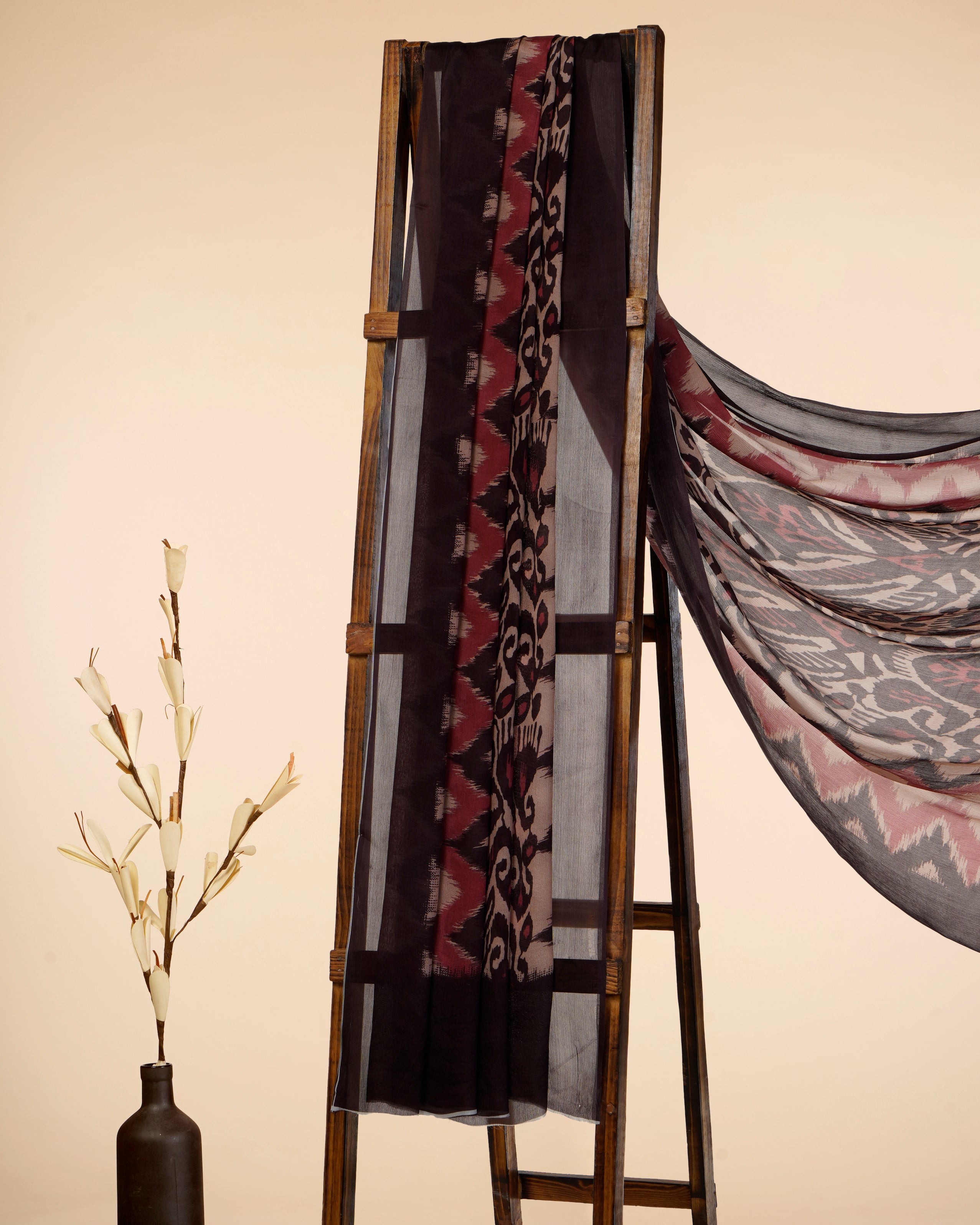 Multi Color All Over Pattern Digital Print Chinnon Silk Dupatta