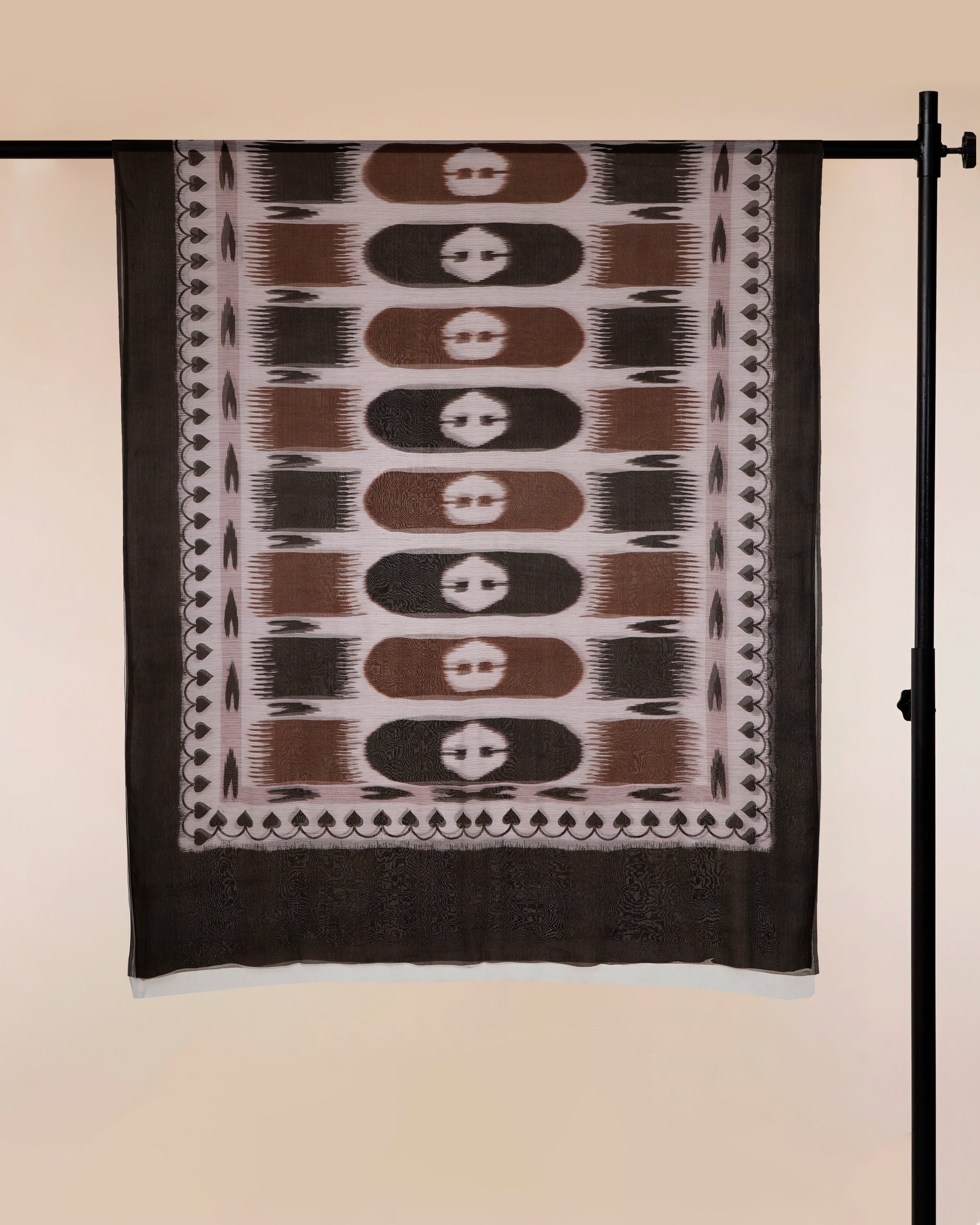 Brown All Over Pattern Digital Print Chinnon Silk Dupatta