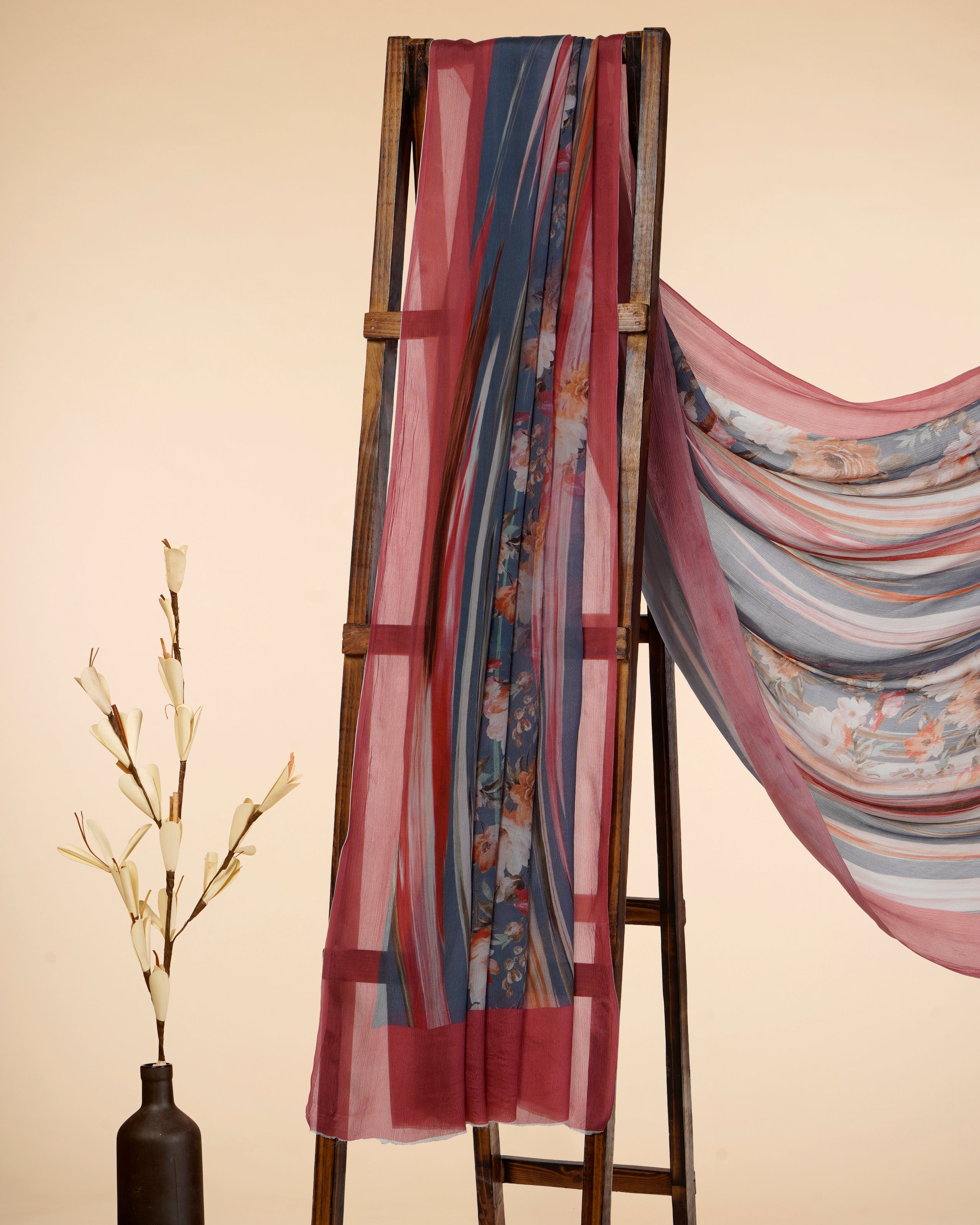 Multi Color All Over Pattern Digital Print Chinnon Silk Dupatta