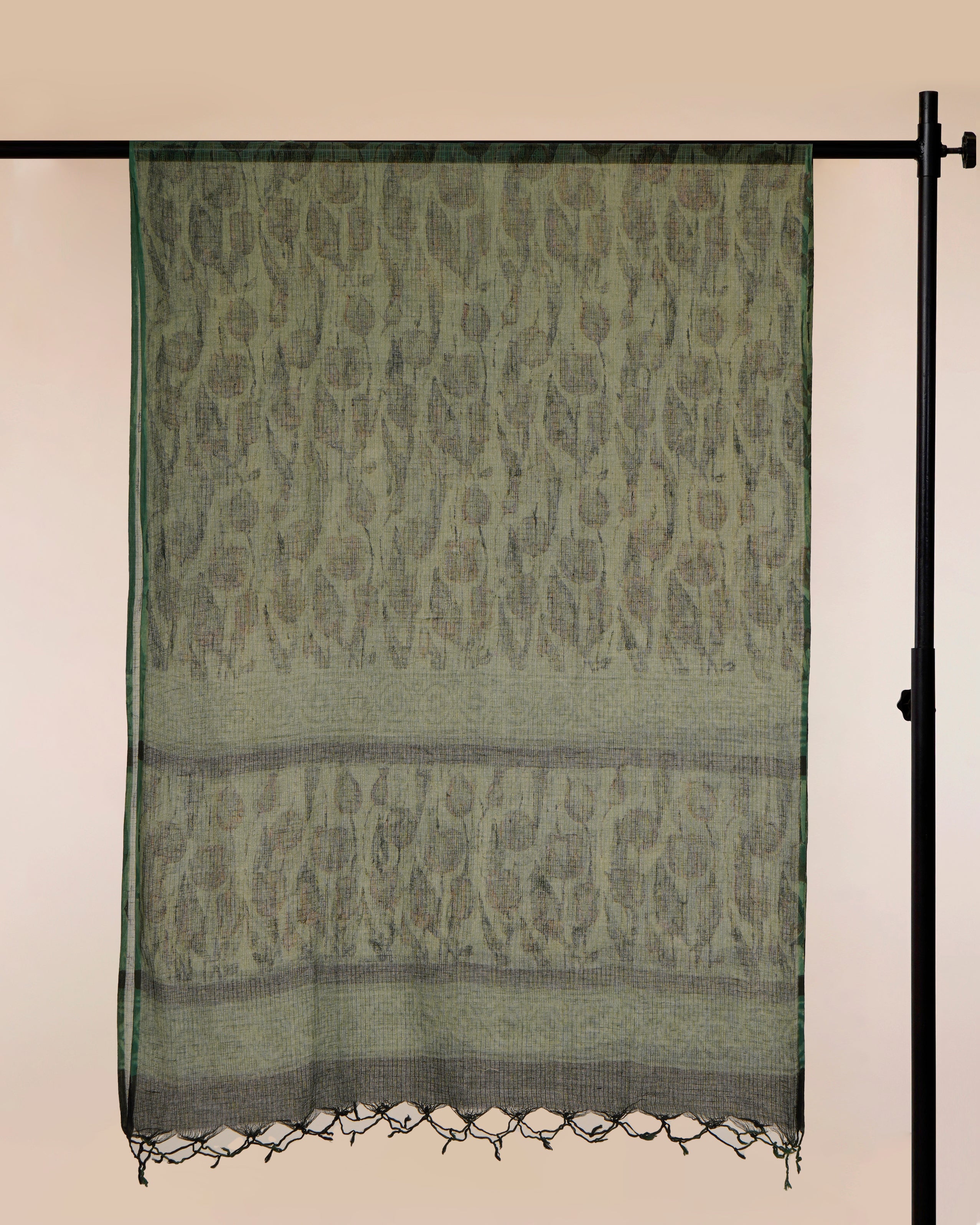 Hunter Green Natural Dye Hand Block Kota Cotton Dupatta