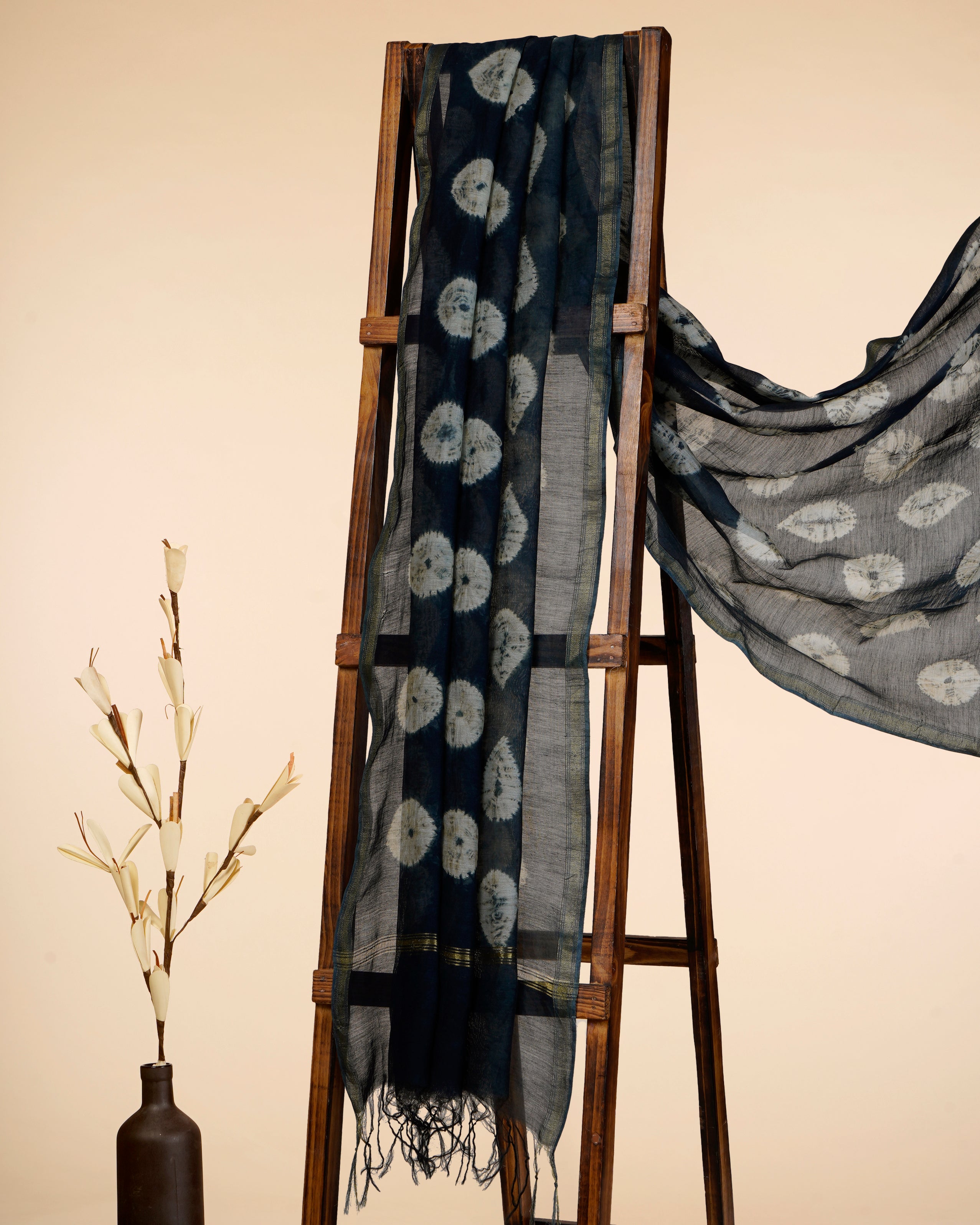 Wash Blue Natural Dye Hand Crafted Shibori Chanderi Dupatta