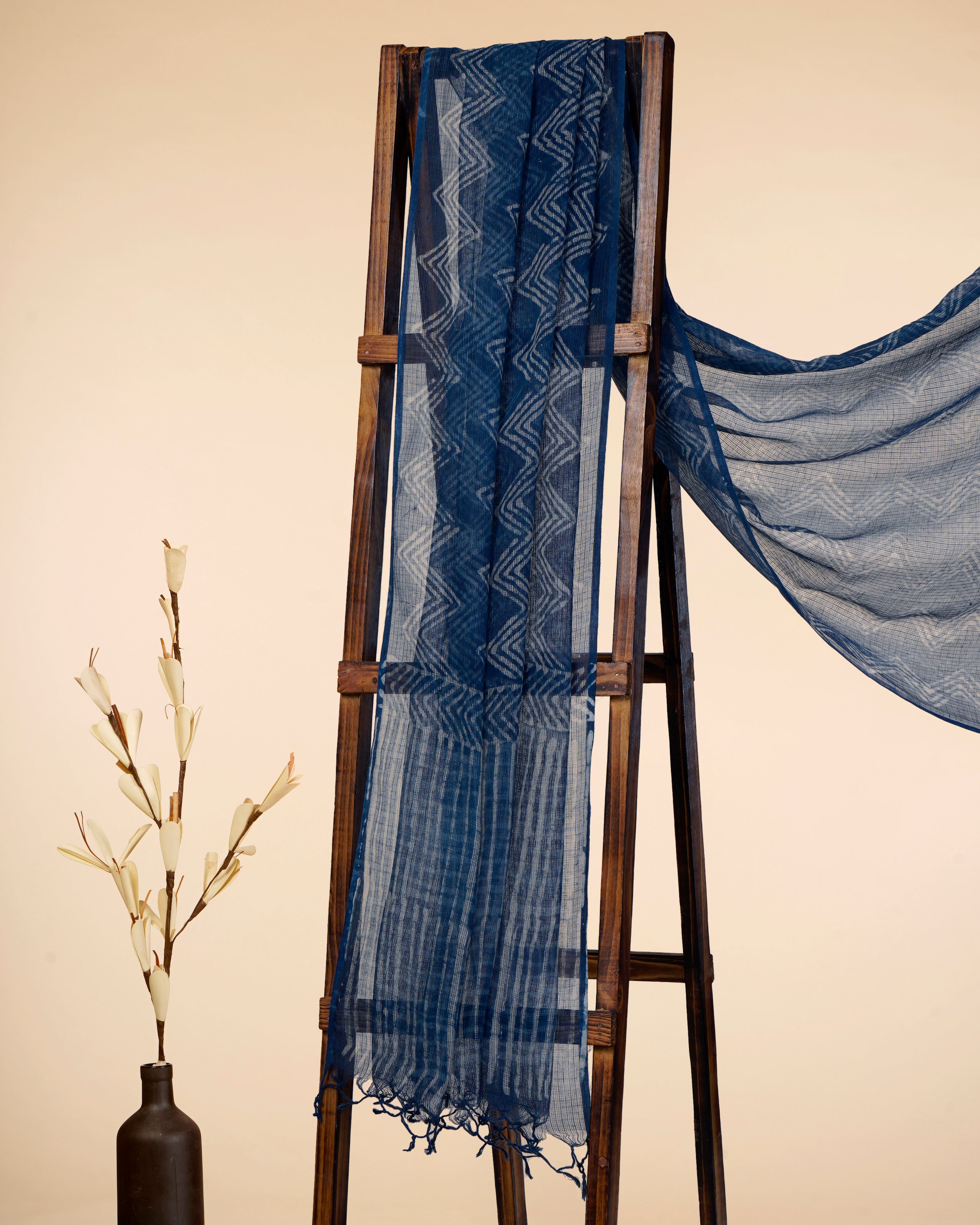 Blue Natural Dye Hand Block Kota Cotton Dupatta