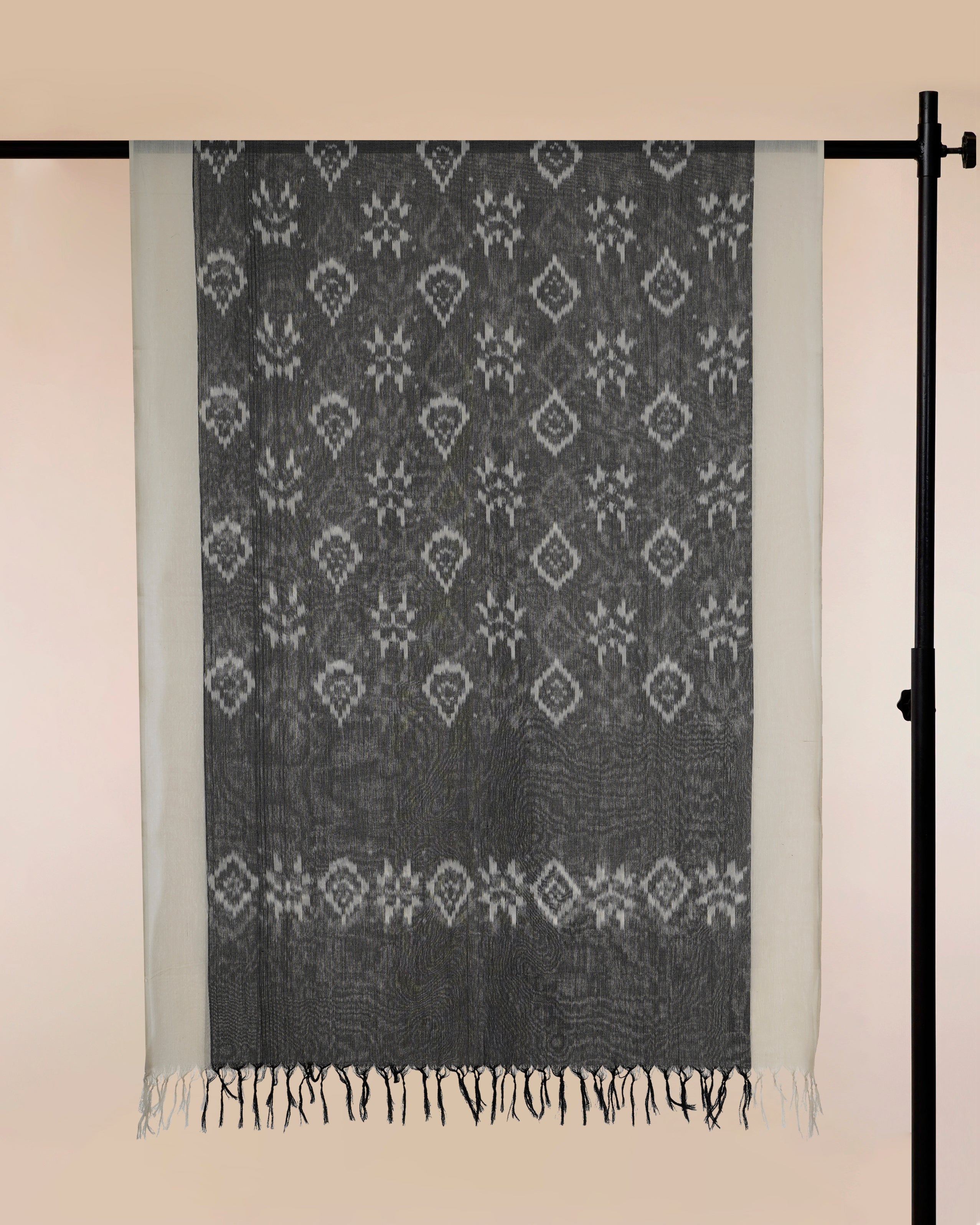 Grey Handwoven Ikat Cotton Dupatta