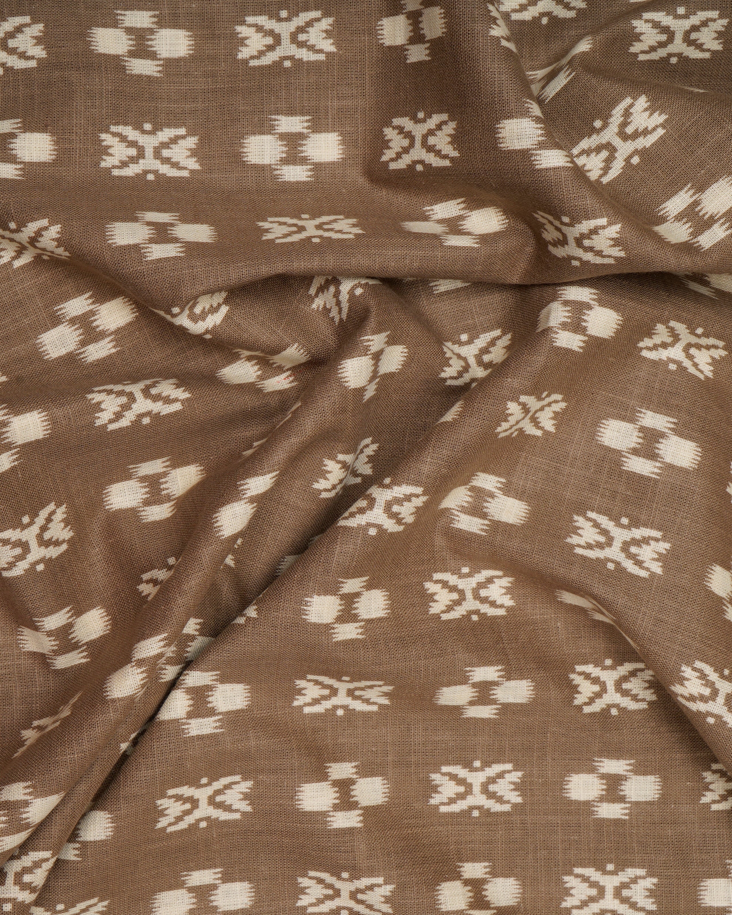 Red-Green Ikat Pattern Printed Cotton Unstitched Suit Set