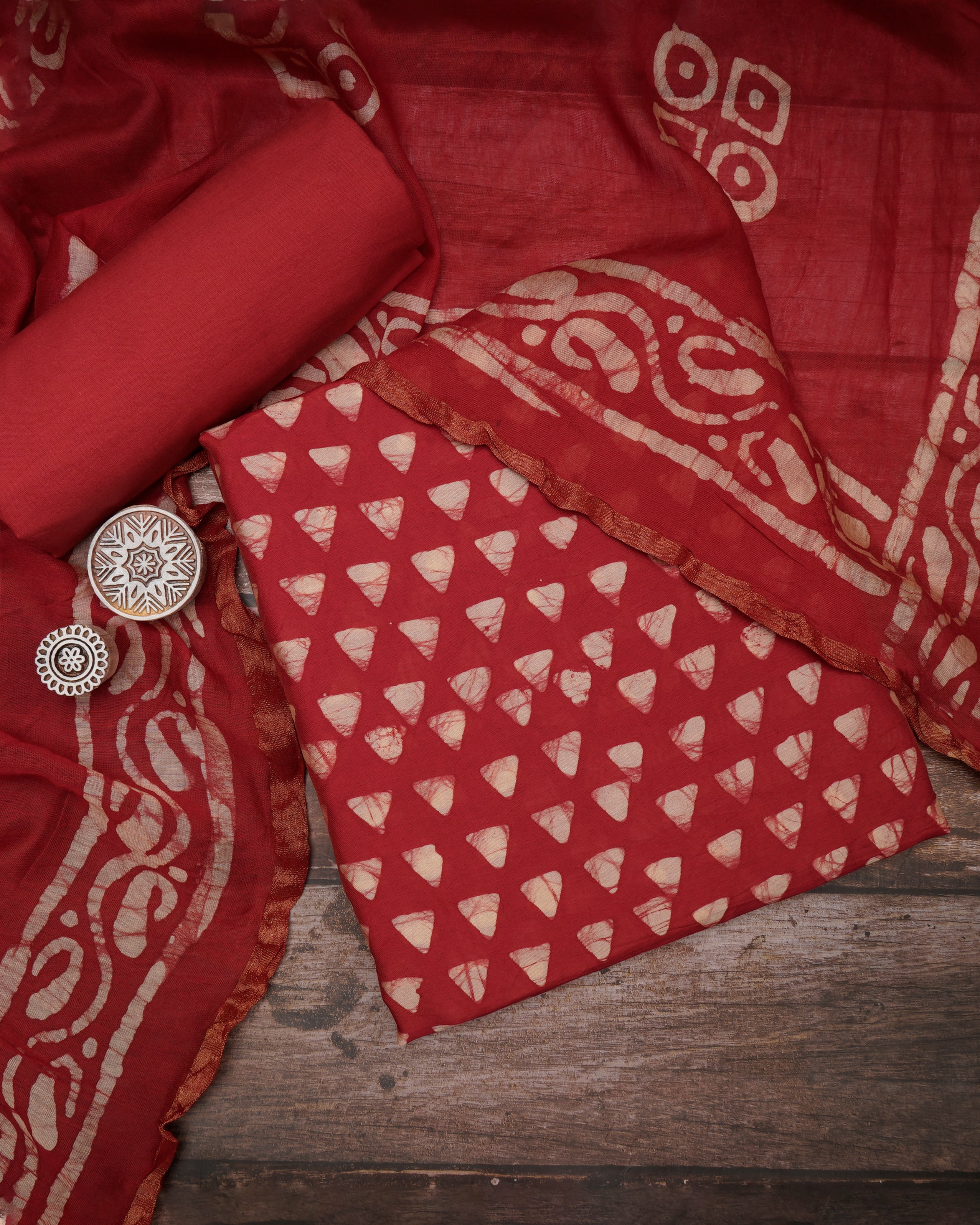 Cherry Printed Modal Unstitched Suit Set