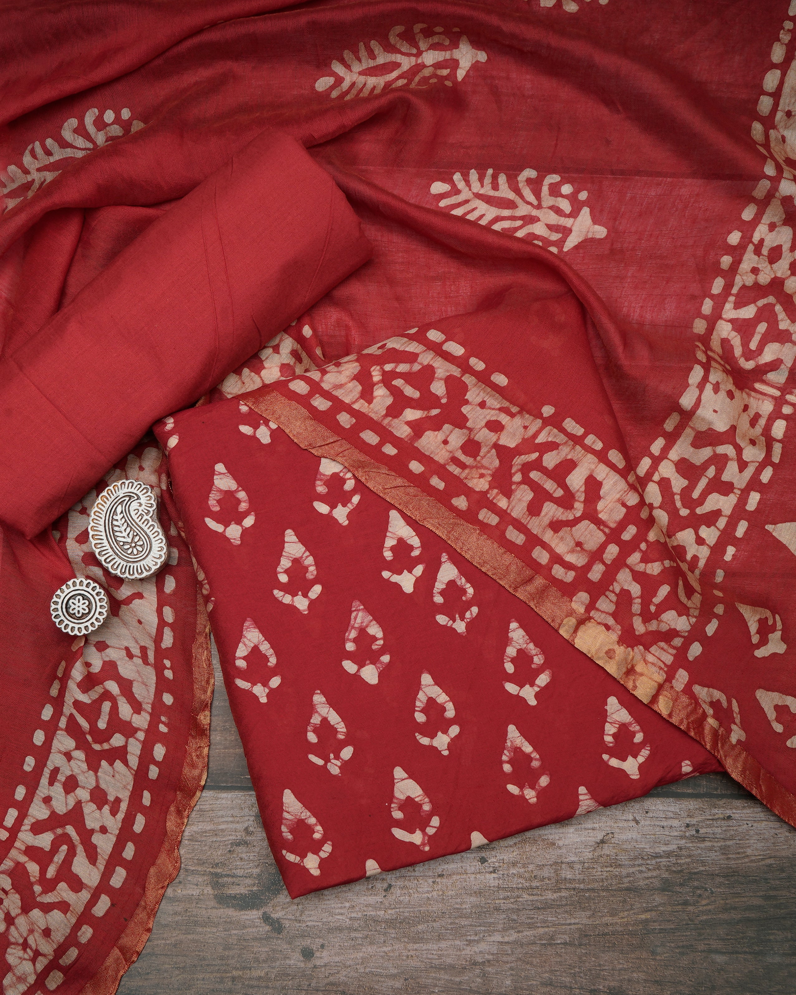 Cherry Printed Modal Unstitched Suit Set
