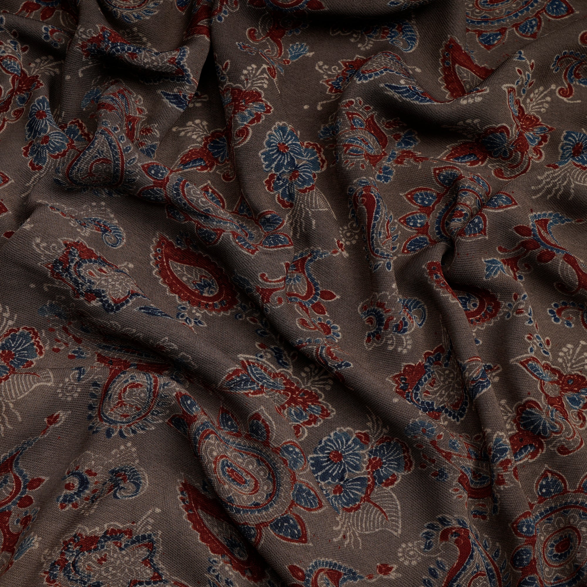 (Pre Cut 3 Mtr Piece) Penny Brown Color Handcrafted Ajrak Printed Modal Dobby Fabric