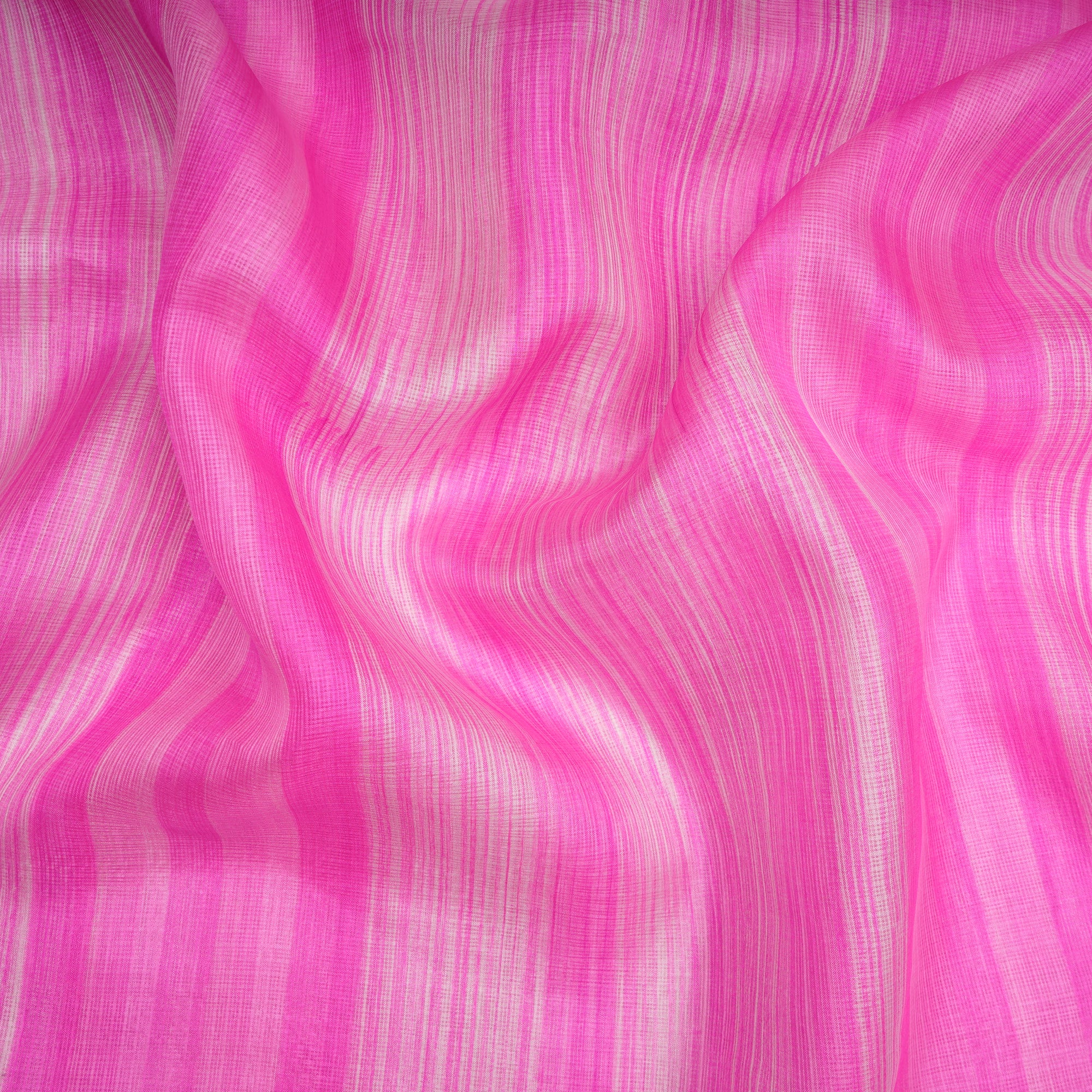 Pink All Over Pattern with Border Screen Print Kota Silk Fabrics