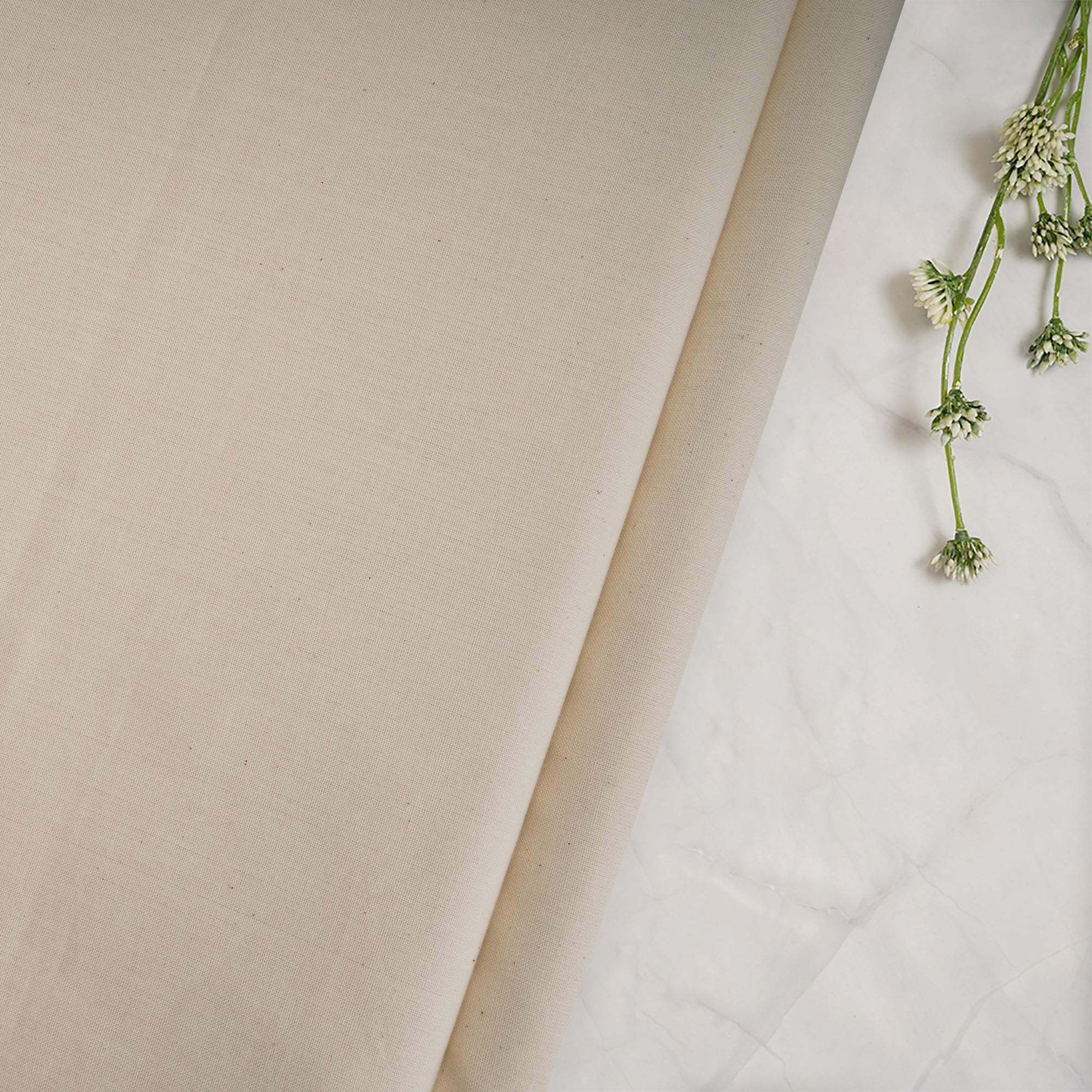 Cream Color Handloom Cotton Fabric