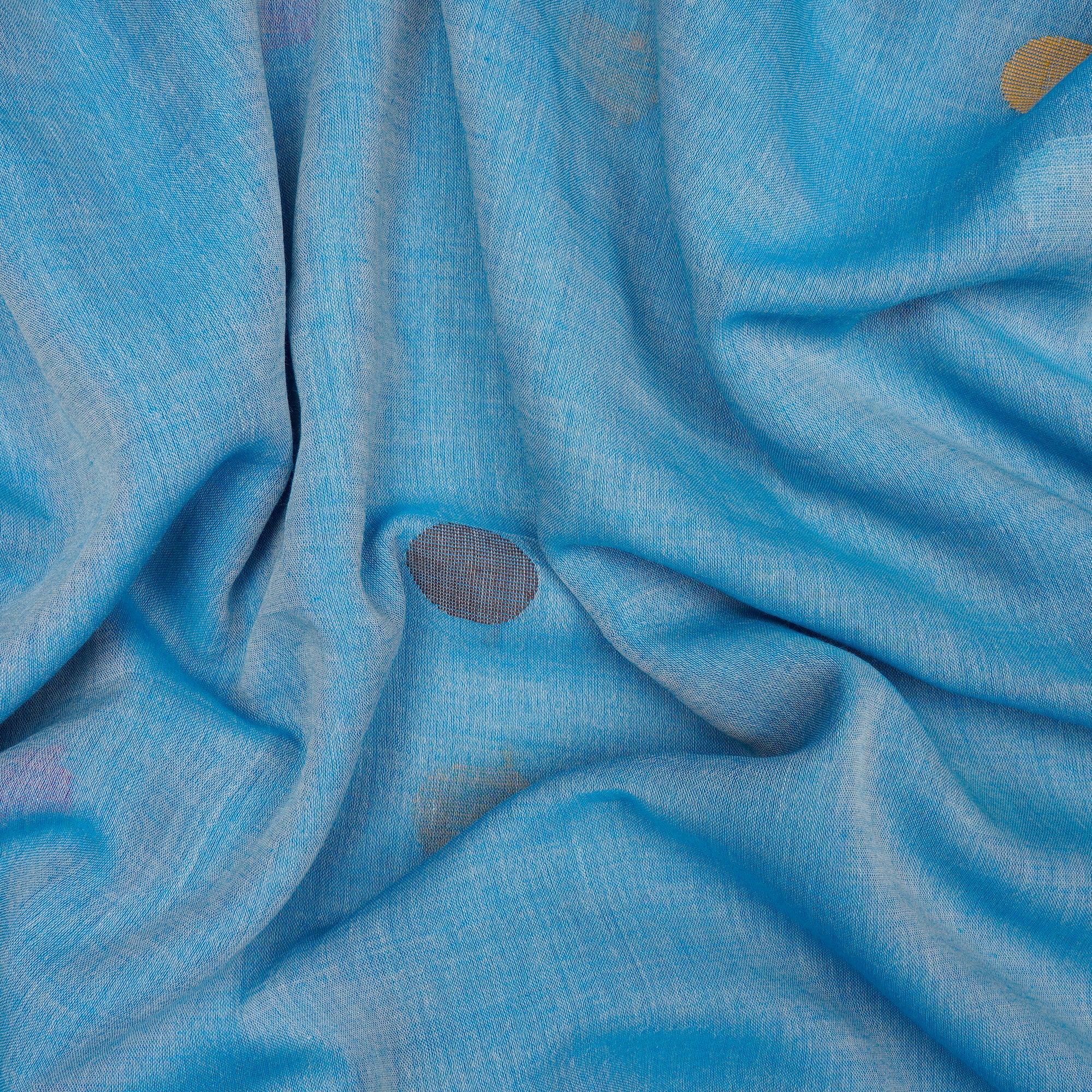 Light Blue Color Handloom Jamdani Pure Cotton Fabric