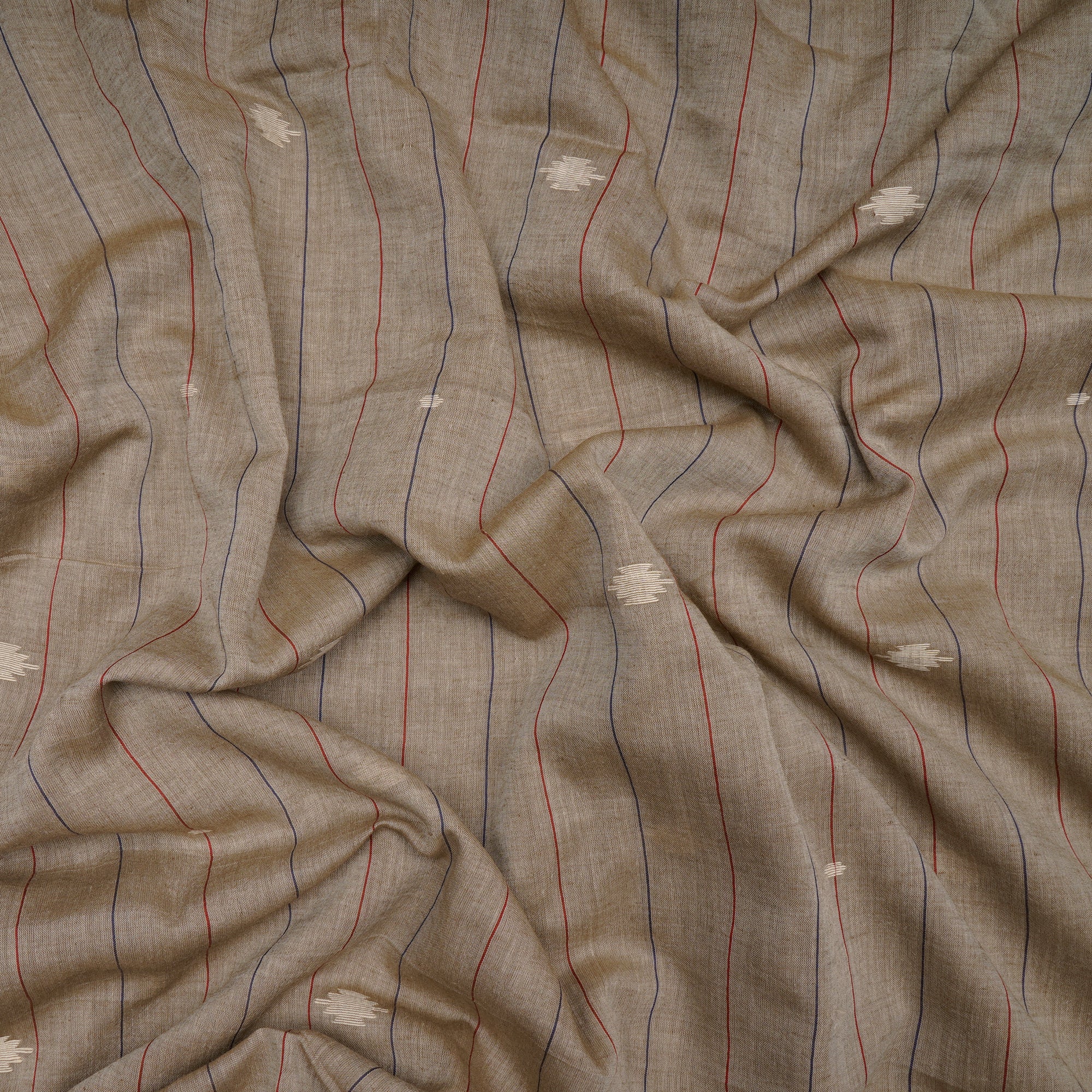 Coffee Brown Color Handloom Jamdani Pure Cotton Fabric