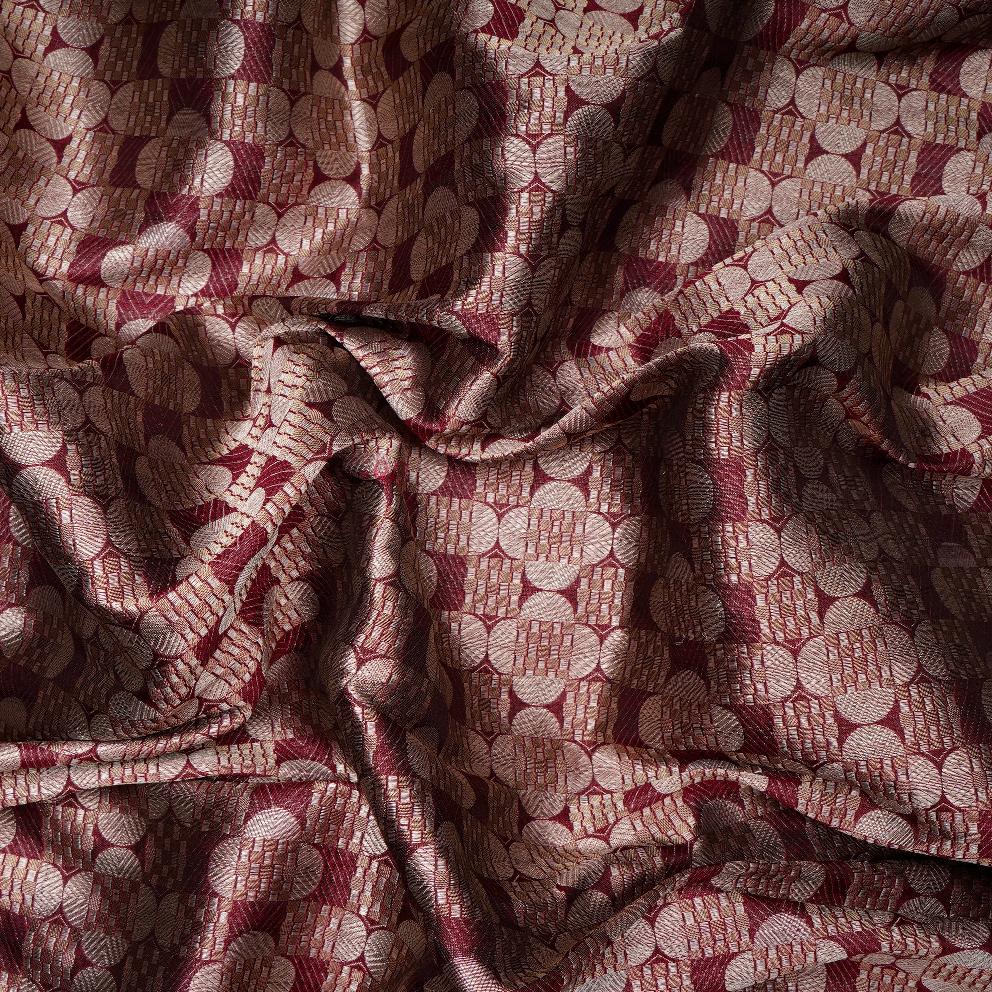 Wine Handwoven Premium Banarasi Brocade Silk Fabric