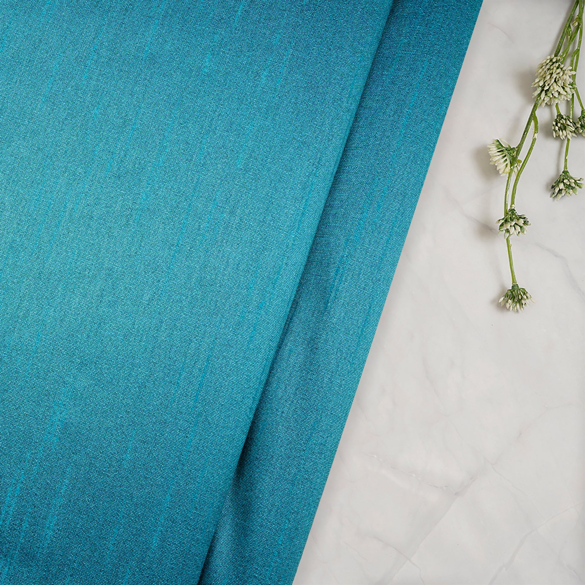 Blue Color Poly Dupion Fabric