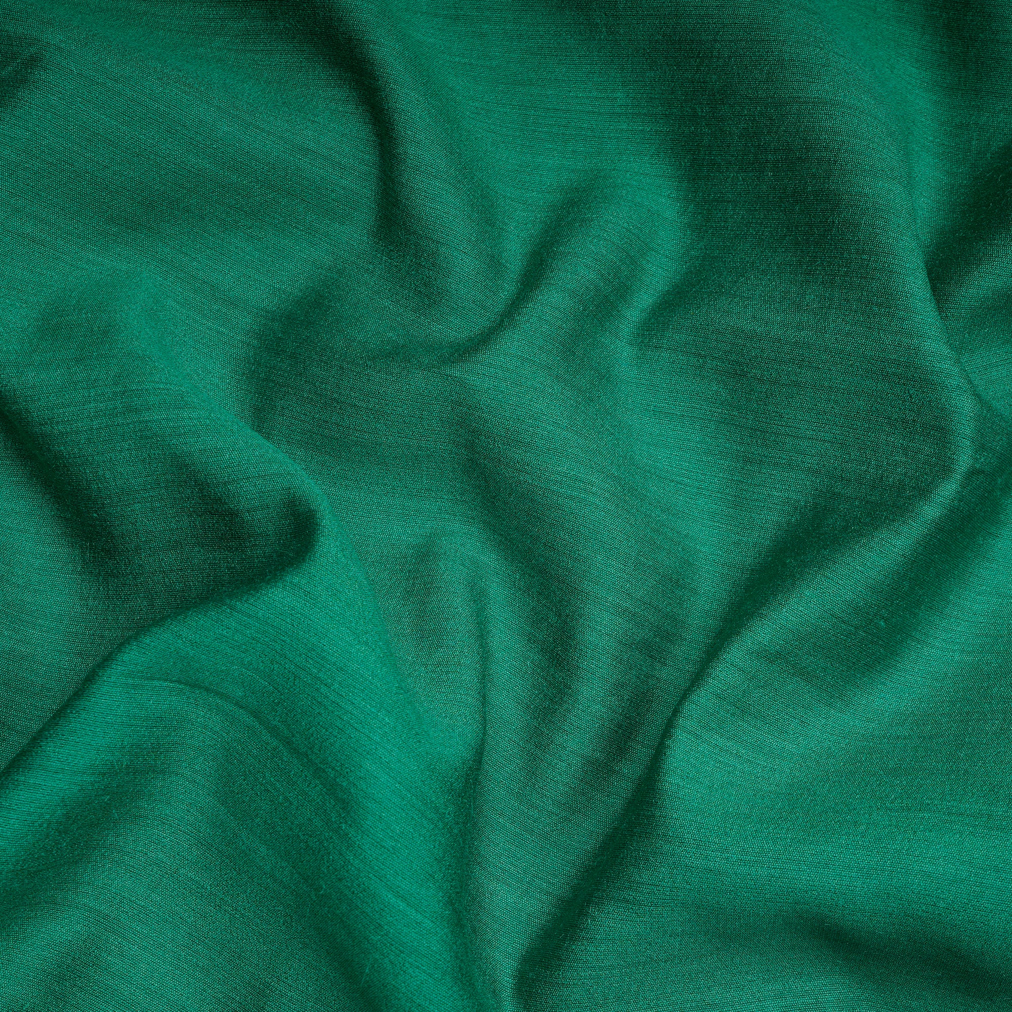 Marine Green Piece Dyed Plain Muga Silk Fabric