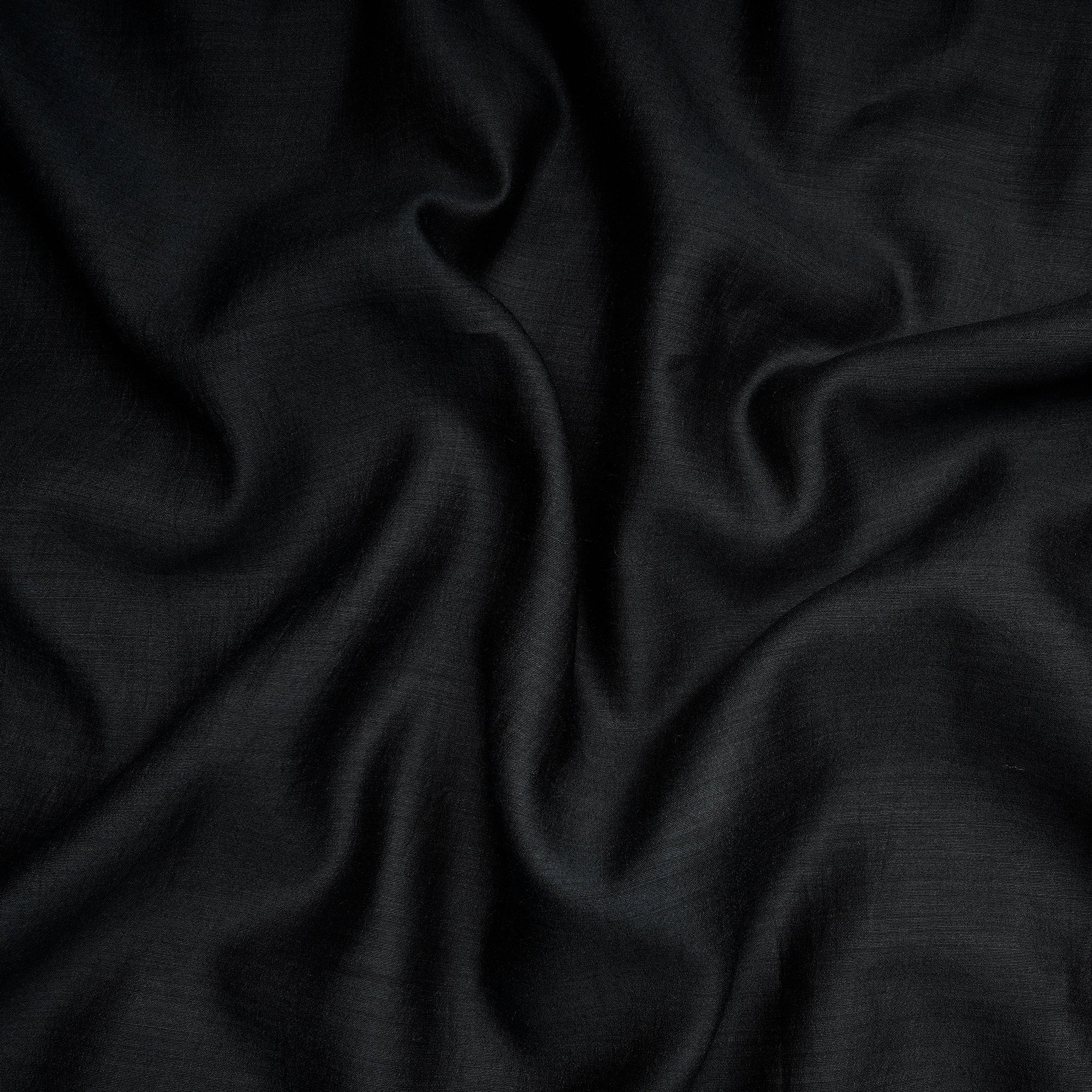 Black Piece Dyed Plain Munga Silk Fabric