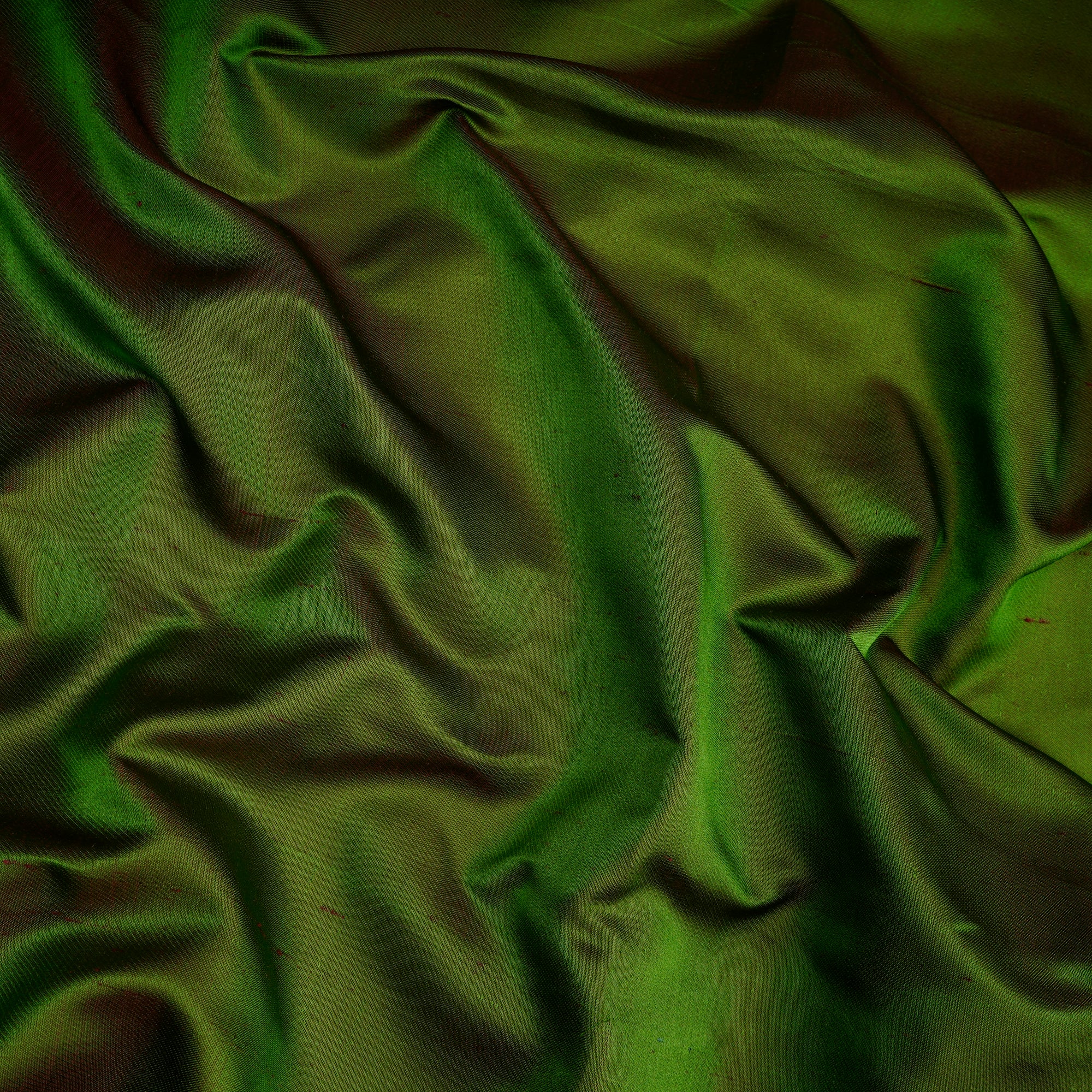 Green Color Satin Dupion Silk Fabric