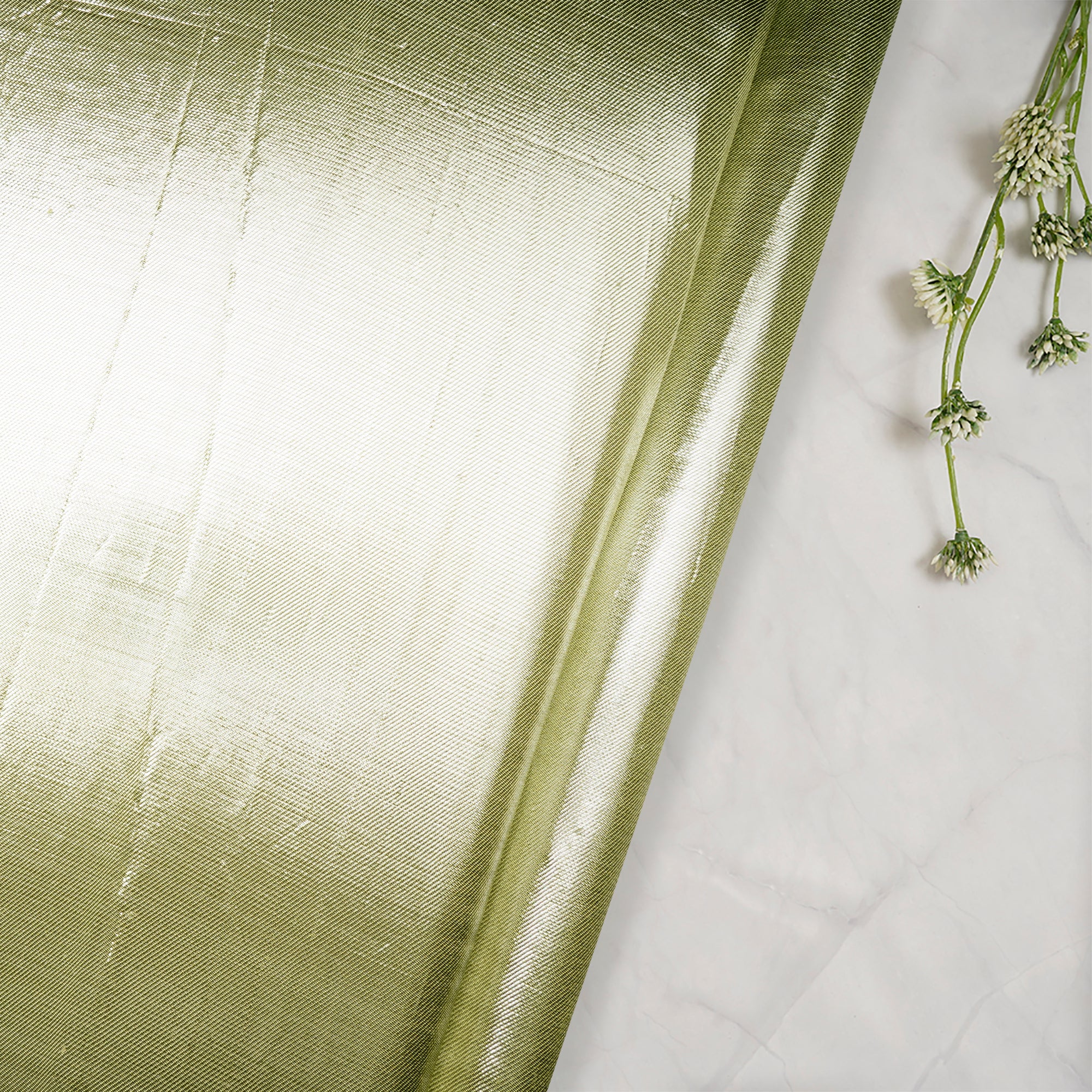 Pastel Green Metallic Dupion Silk Fabric