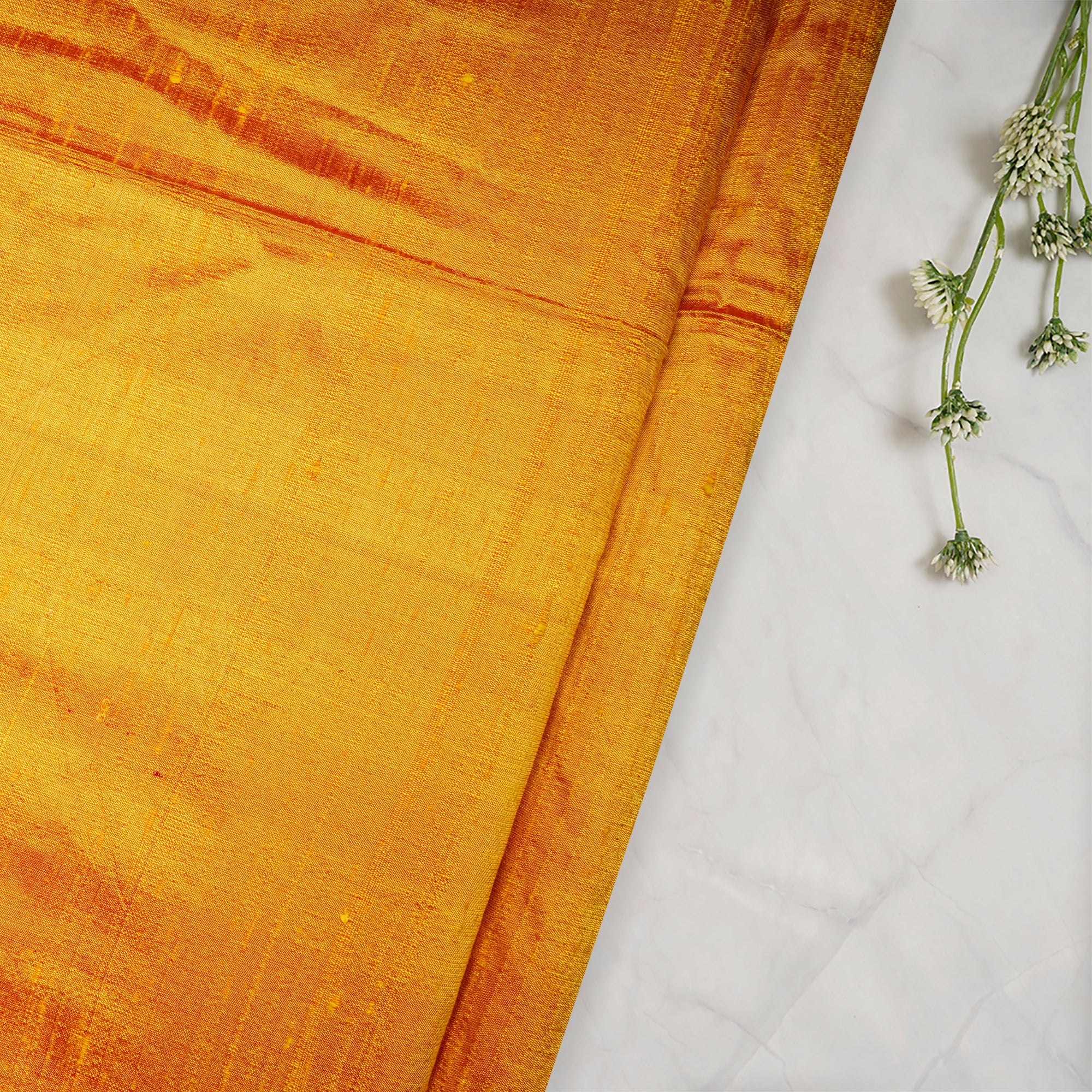 Golden Yellow Handwoven Heavy Dupion (Raw) Silk Fabric