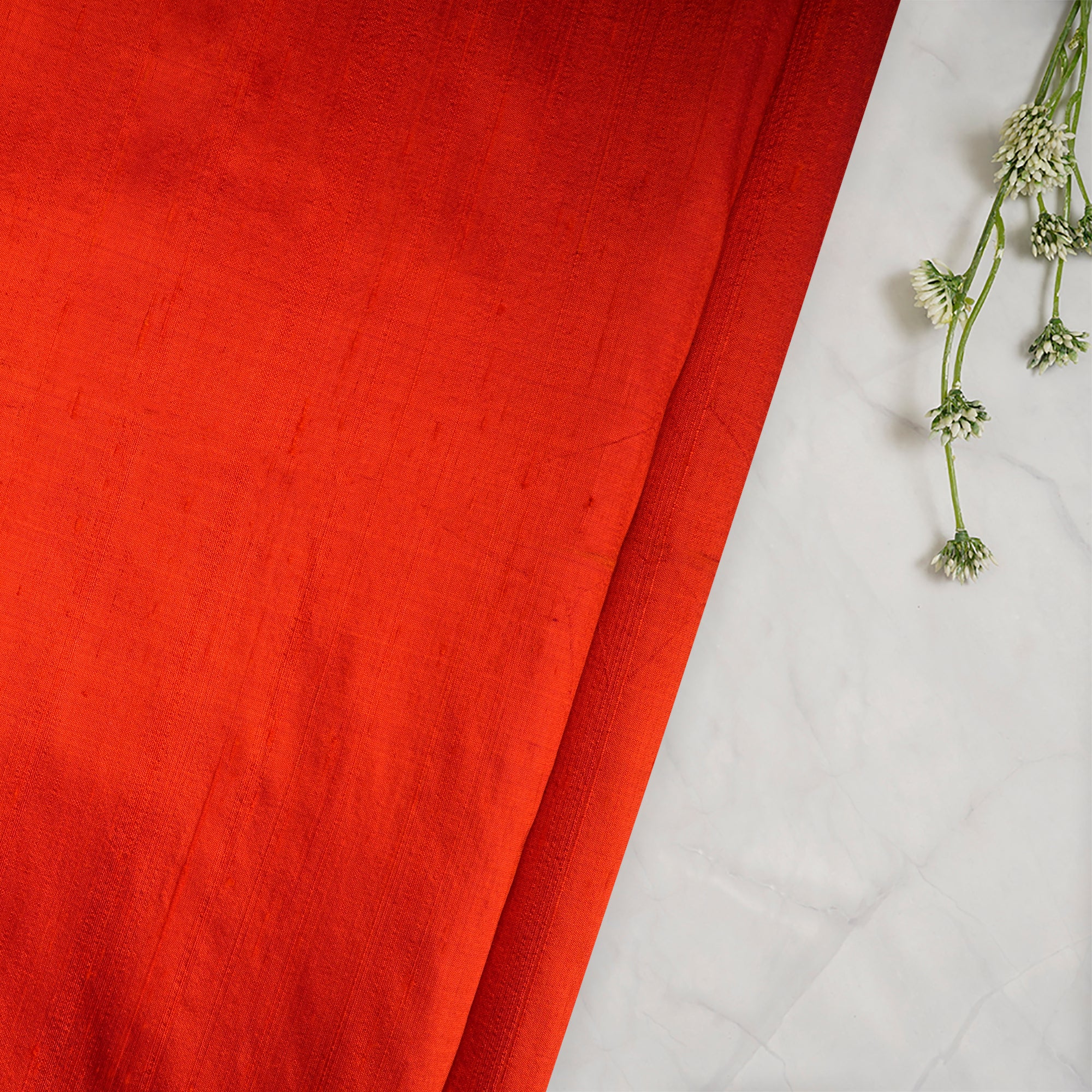 Orange Color Dupion (Raw) Silk Fabric