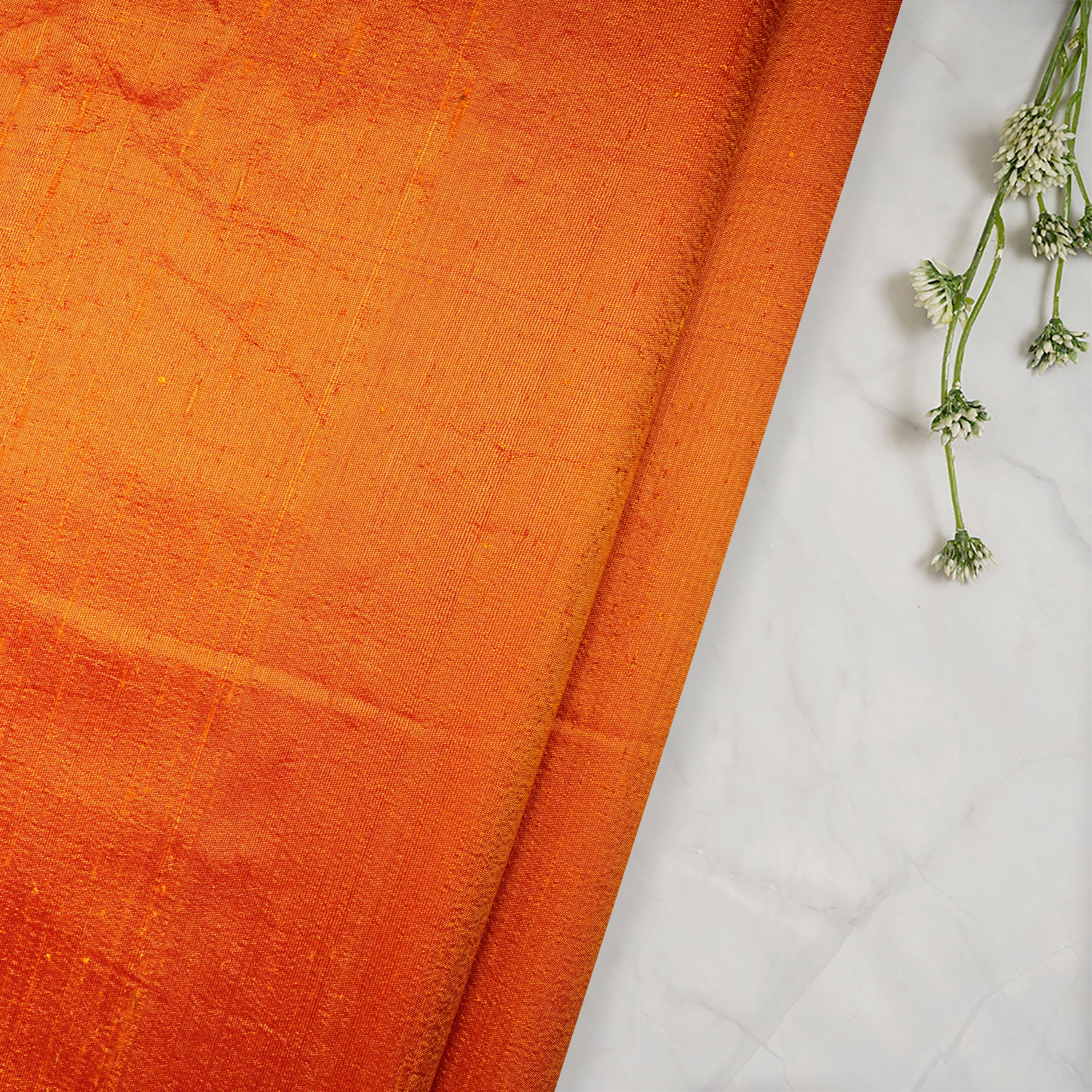 Orange-Mustard Color Blended Dupion Silk Fabric