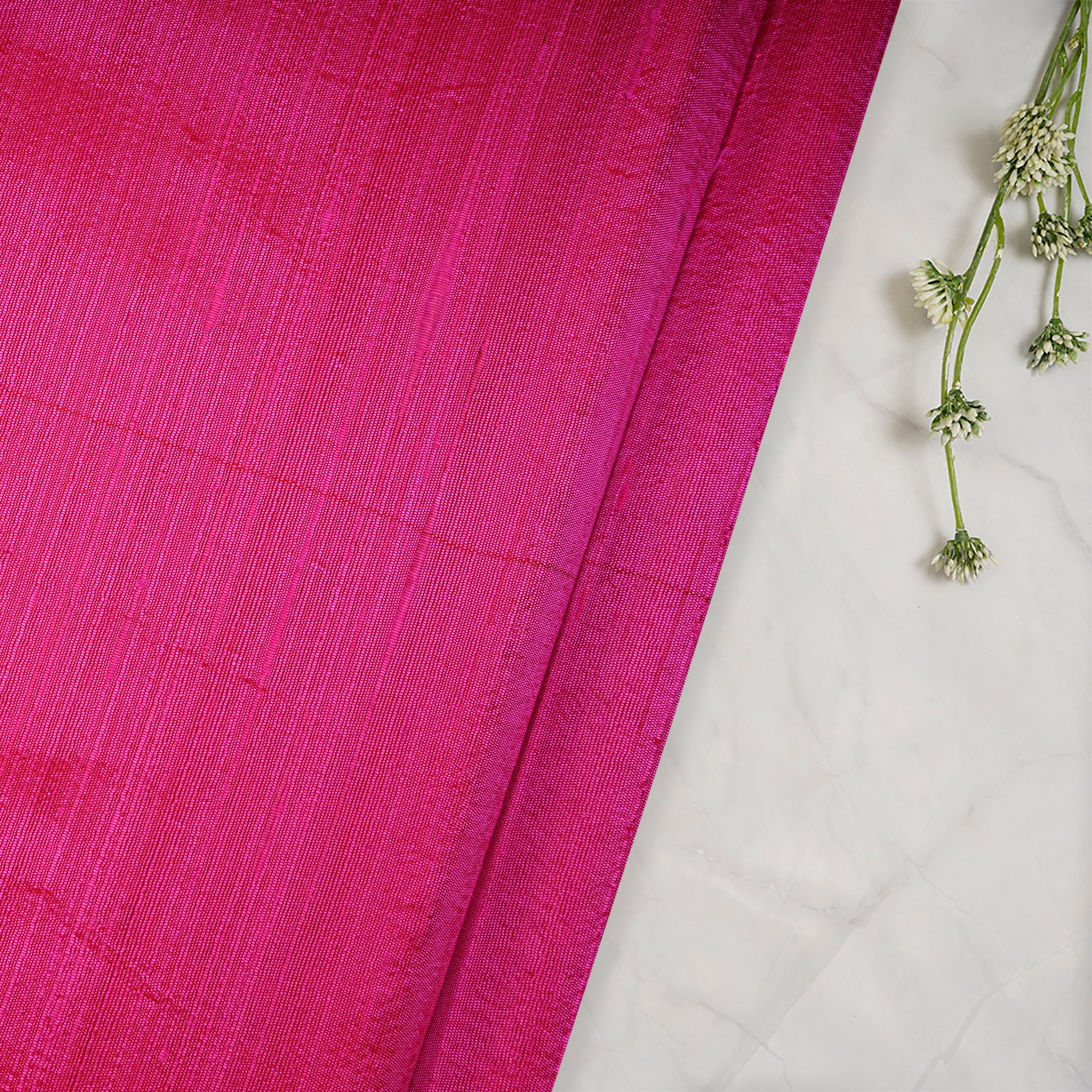 Pink Yarn Dyed Plain Blended Raw Silk Fabric