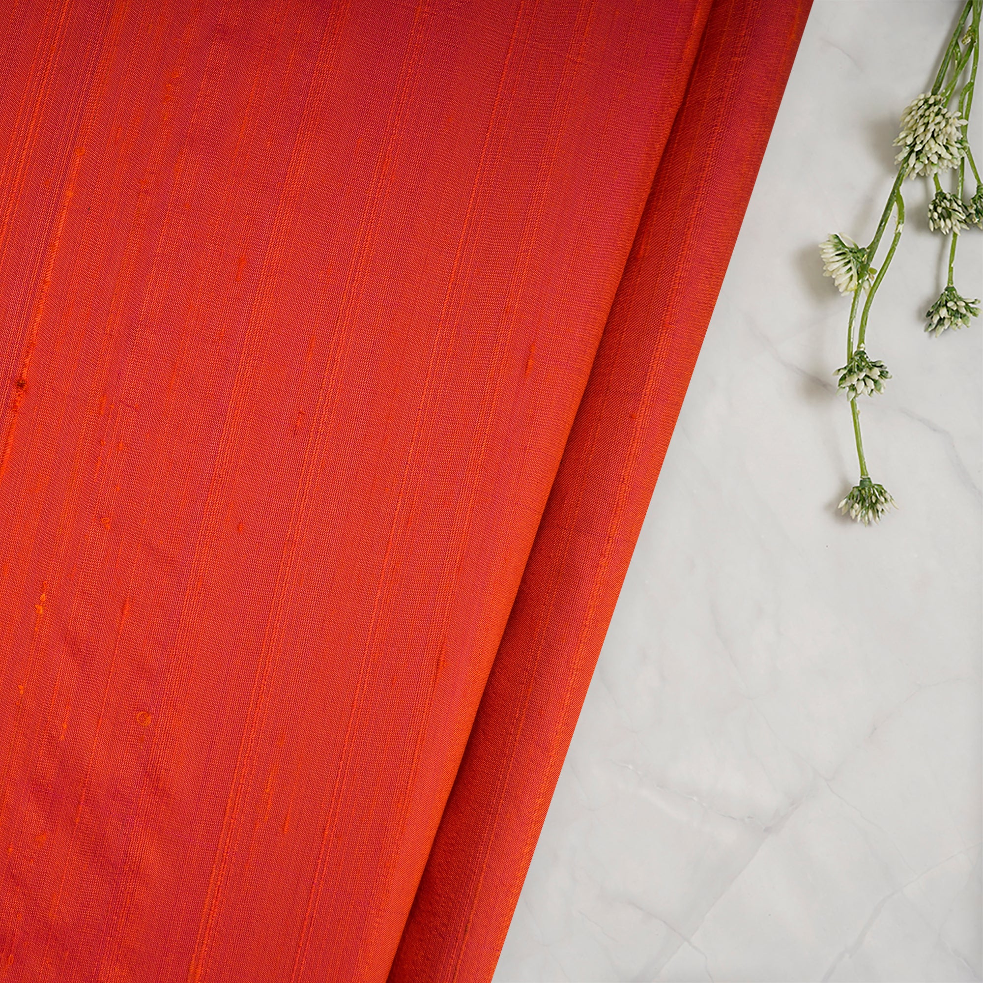 Orange-Pink Color Blended Dupion Silk Fabric