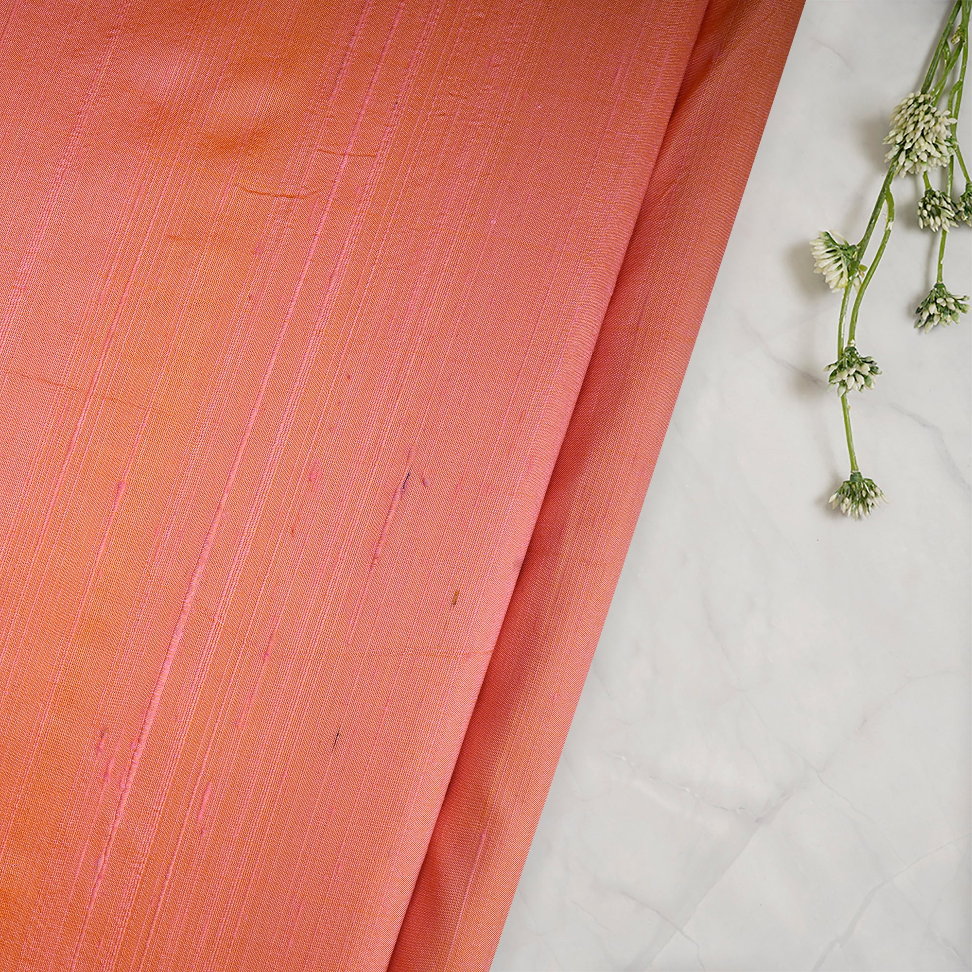 Peach Color Blended Dupion Silk Fabric